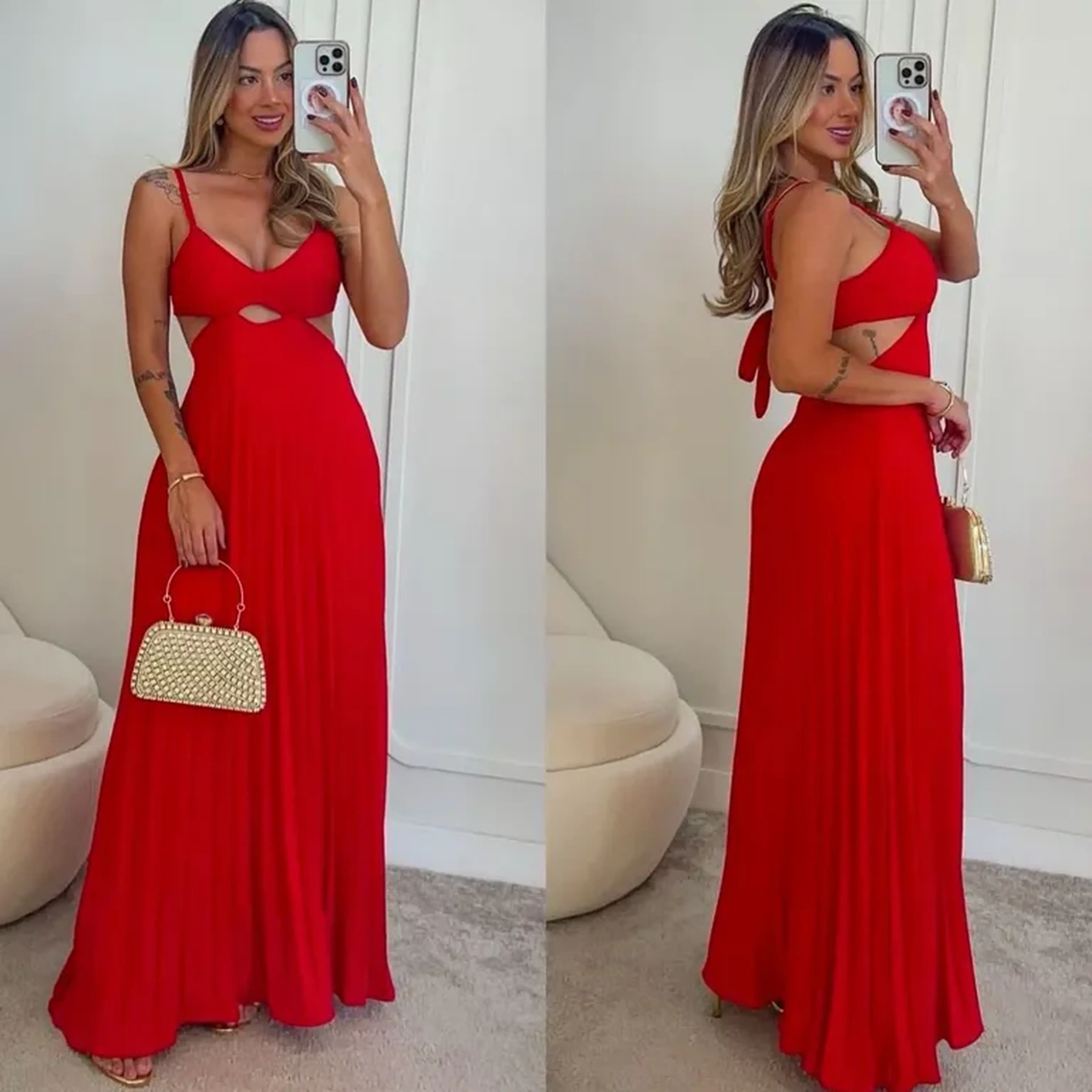 Vestido Longo Plissado imagem