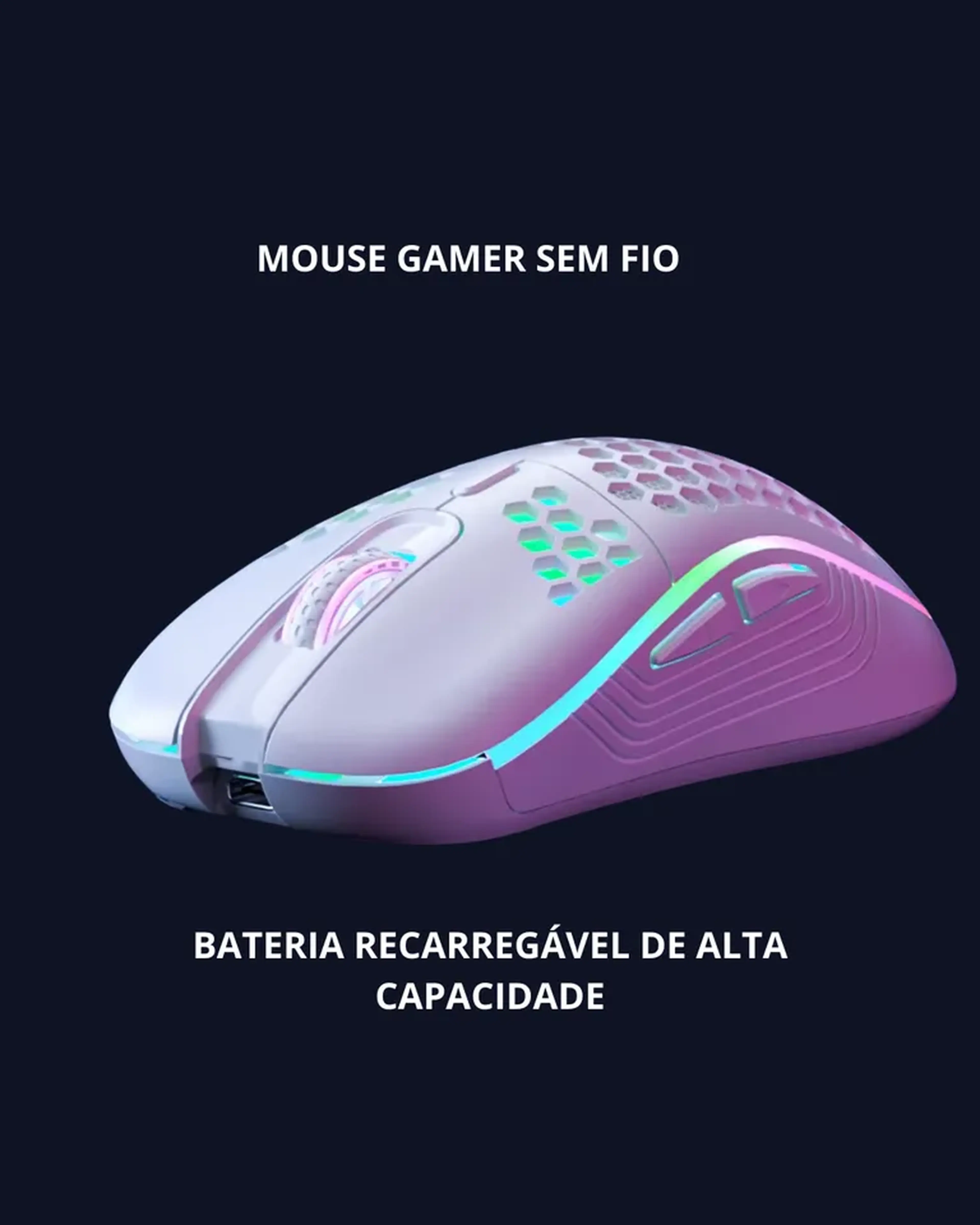 Mouse Gamer RGB sem fio, Domine seus jogos com estilo! imagem