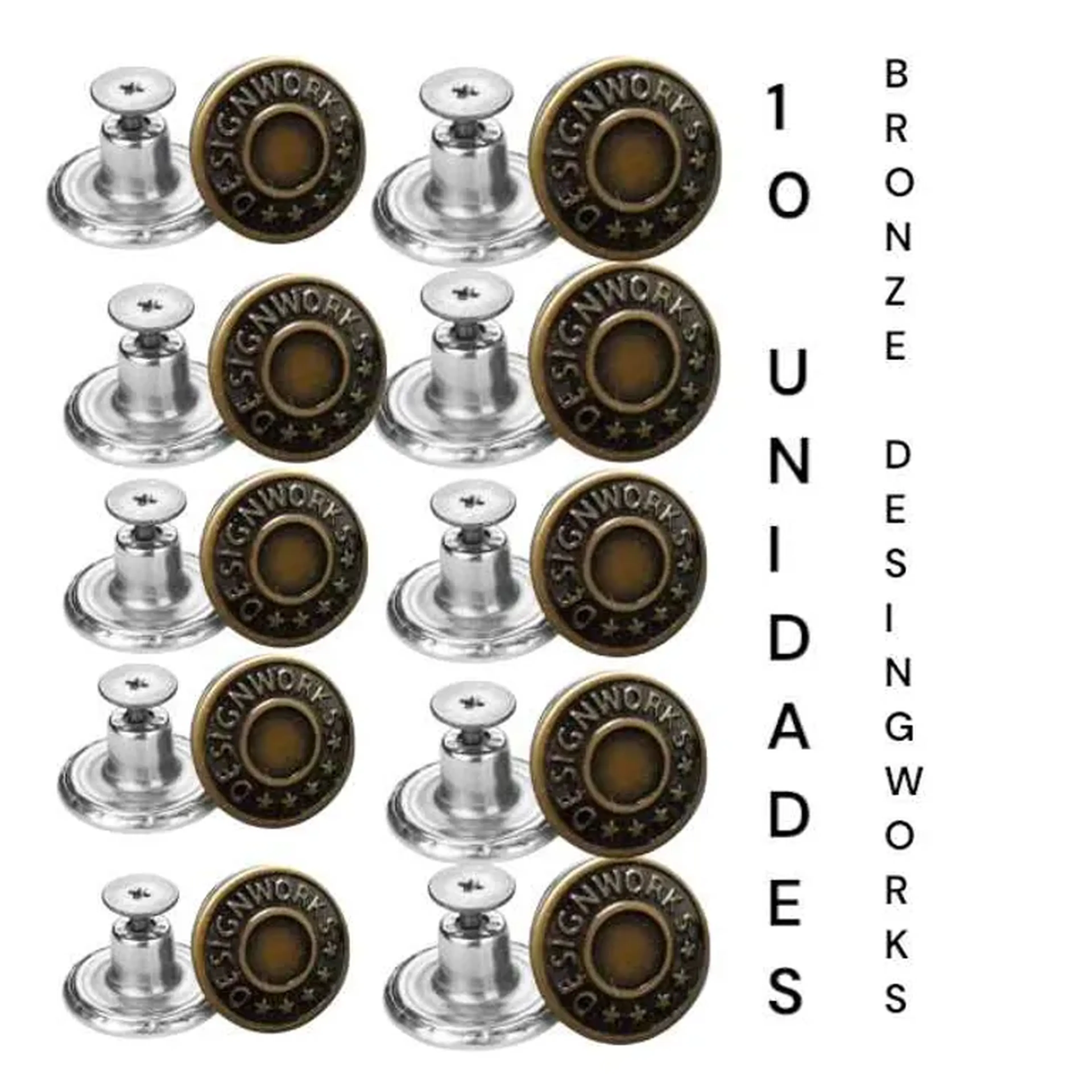 Conjunto com 10 Botões Parafusáveis – 17mm (sem chave) imagem