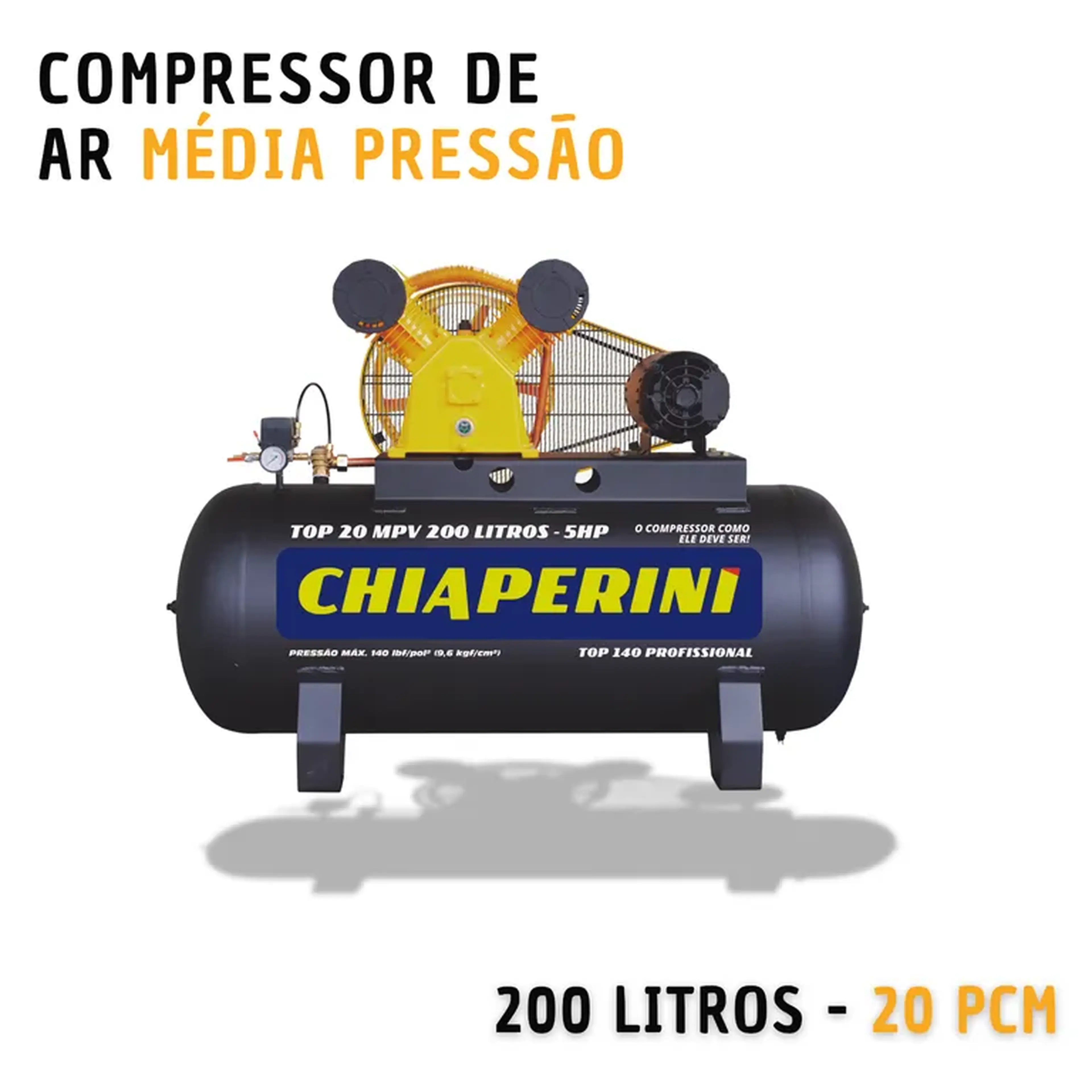 Compressor de ar média pressão 200 litros (20 pcm) imagem