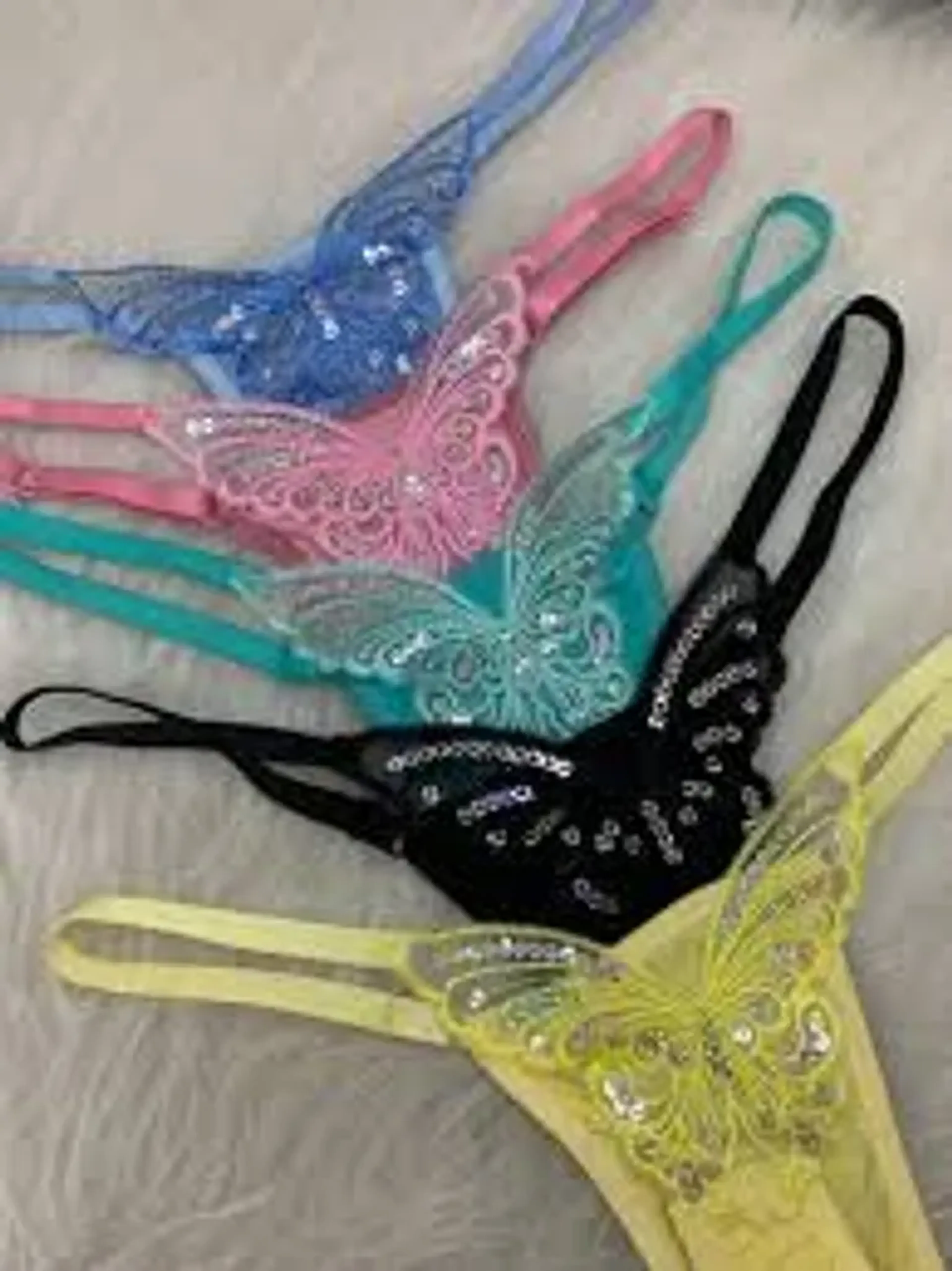 Calcinha Tanga Regulagem Fio Dental Sexy Borboleta Tam:Único imagem