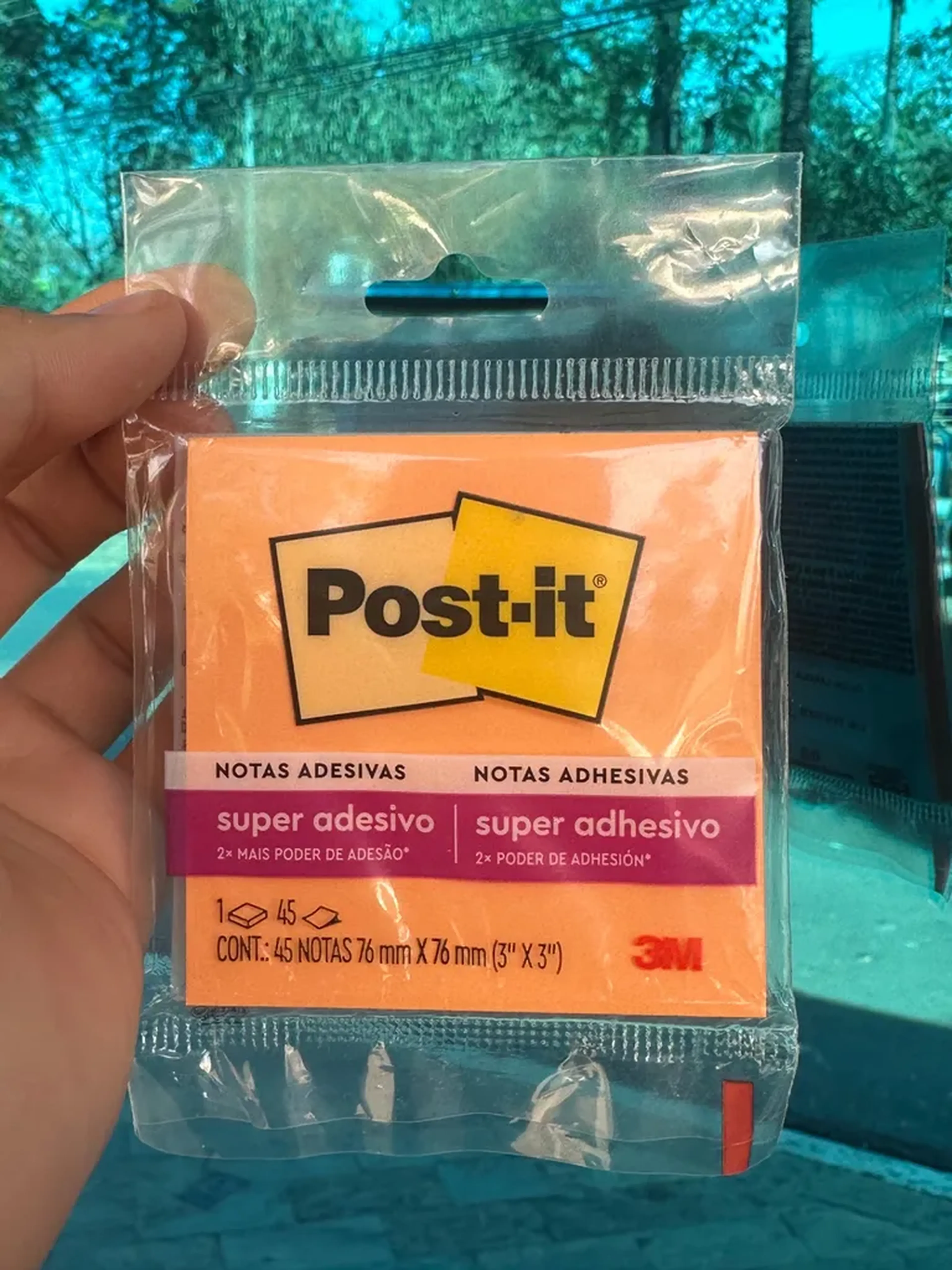 Post-it, 3M, Bloco de Notas Adesivas, Laranja, 76mm x 76mm, 45 f imagem