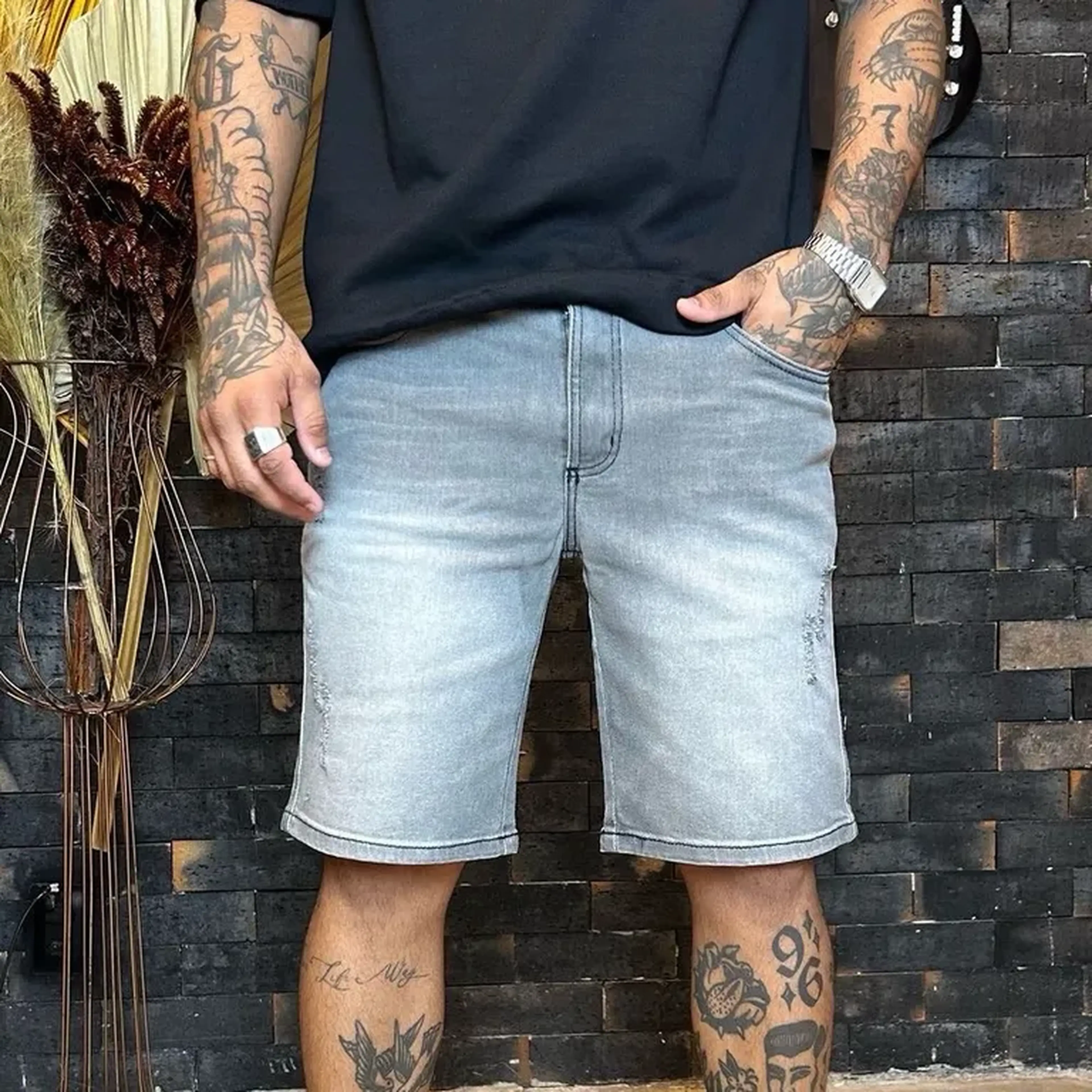 Bermuda jeans Freebong - Cinza imagem