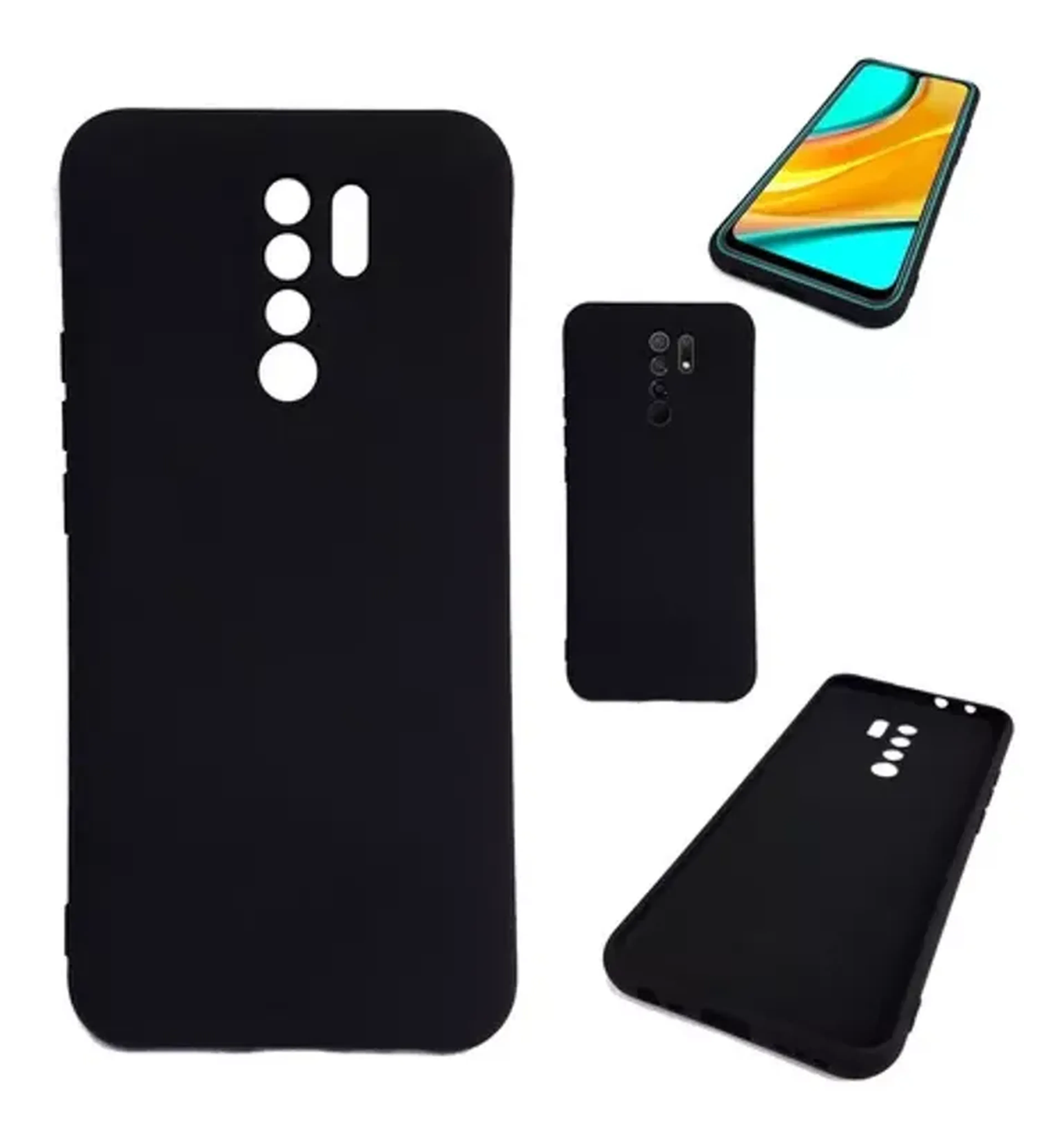 Capinha Para Redmi 9, De Silicone Aveludada (PRETA) imagem