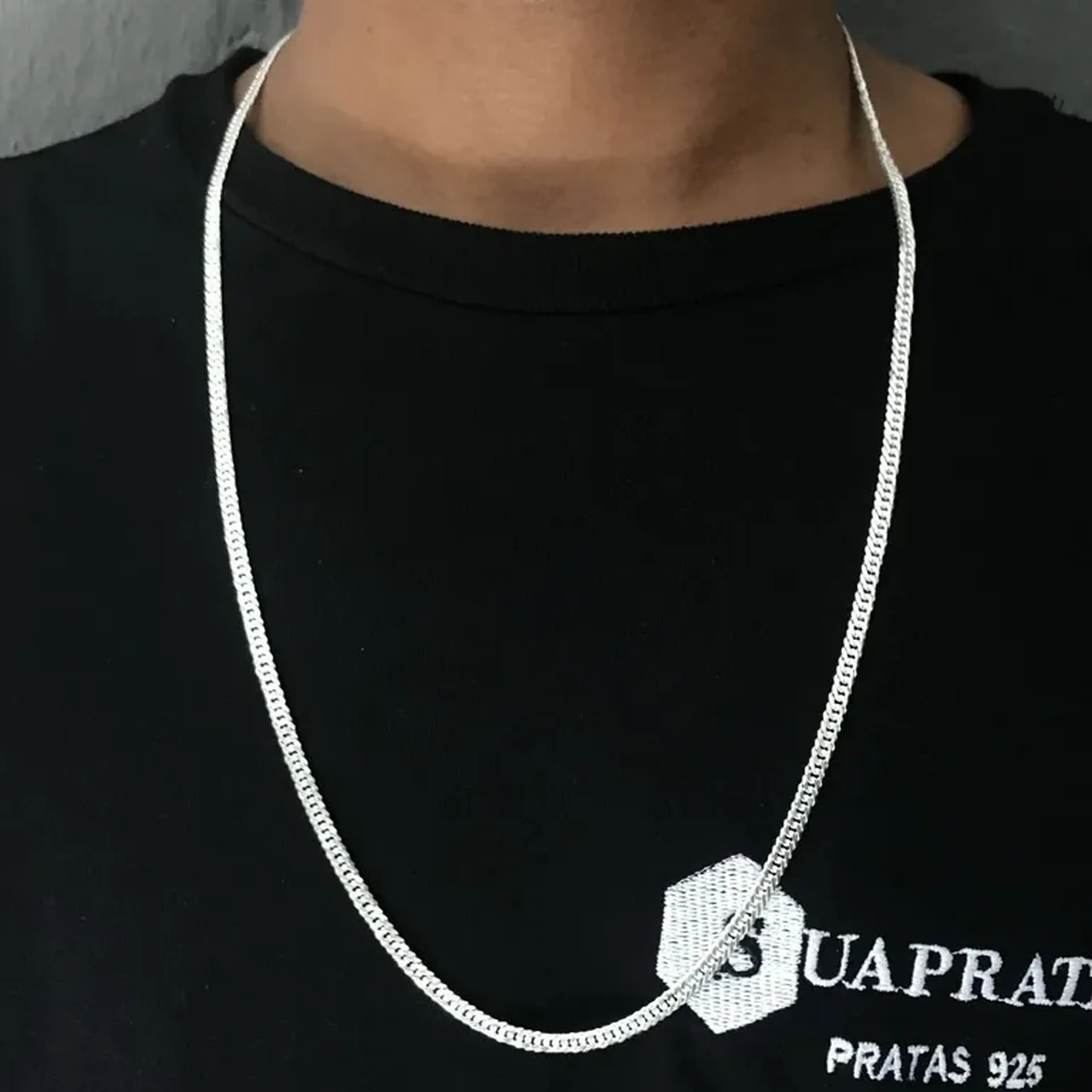 CORRENTE ELO DUPLO 4MM 70CM - PRATA LEGITIMA imagem