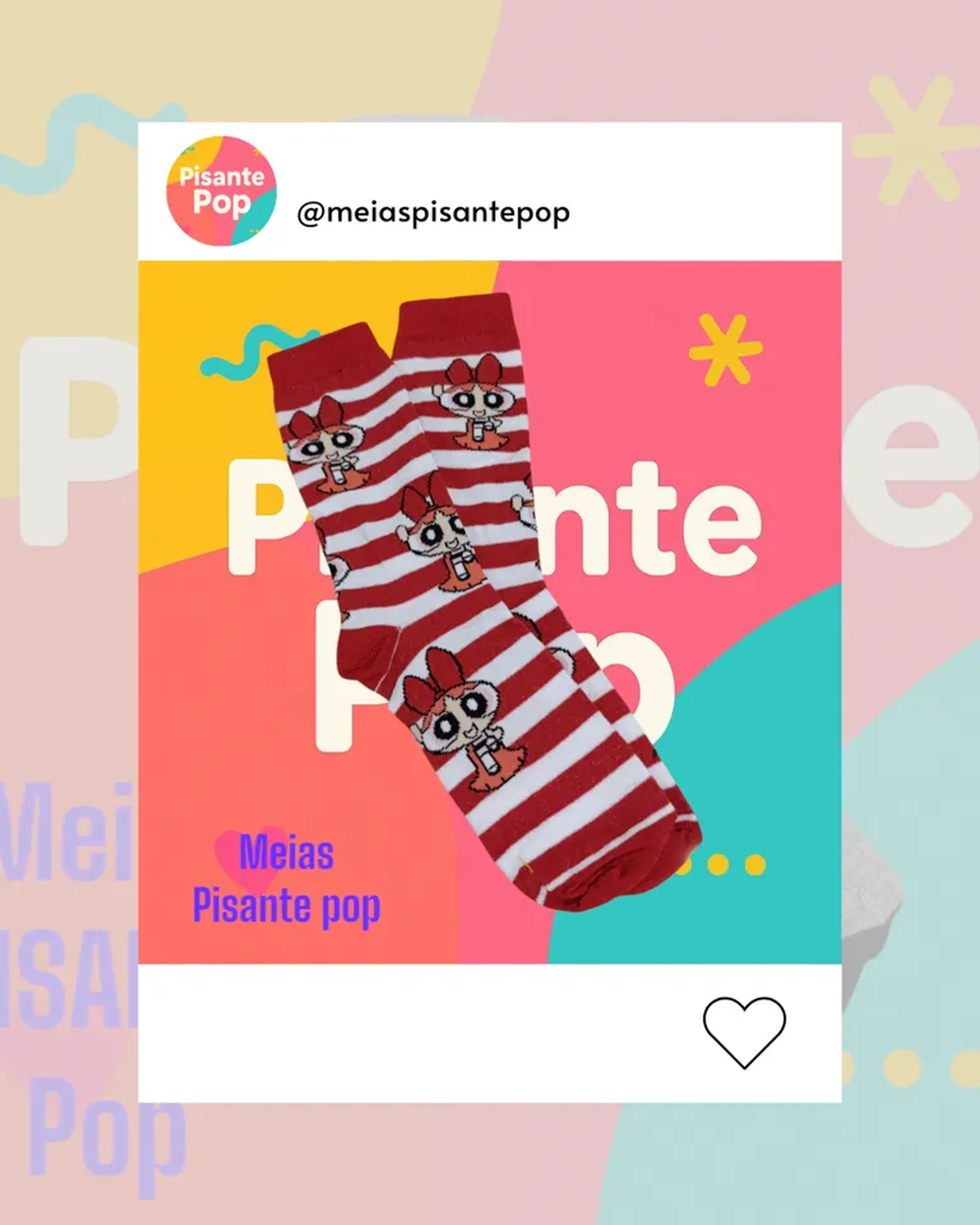Meias divertidas meninas super poderosas vermelha imagem