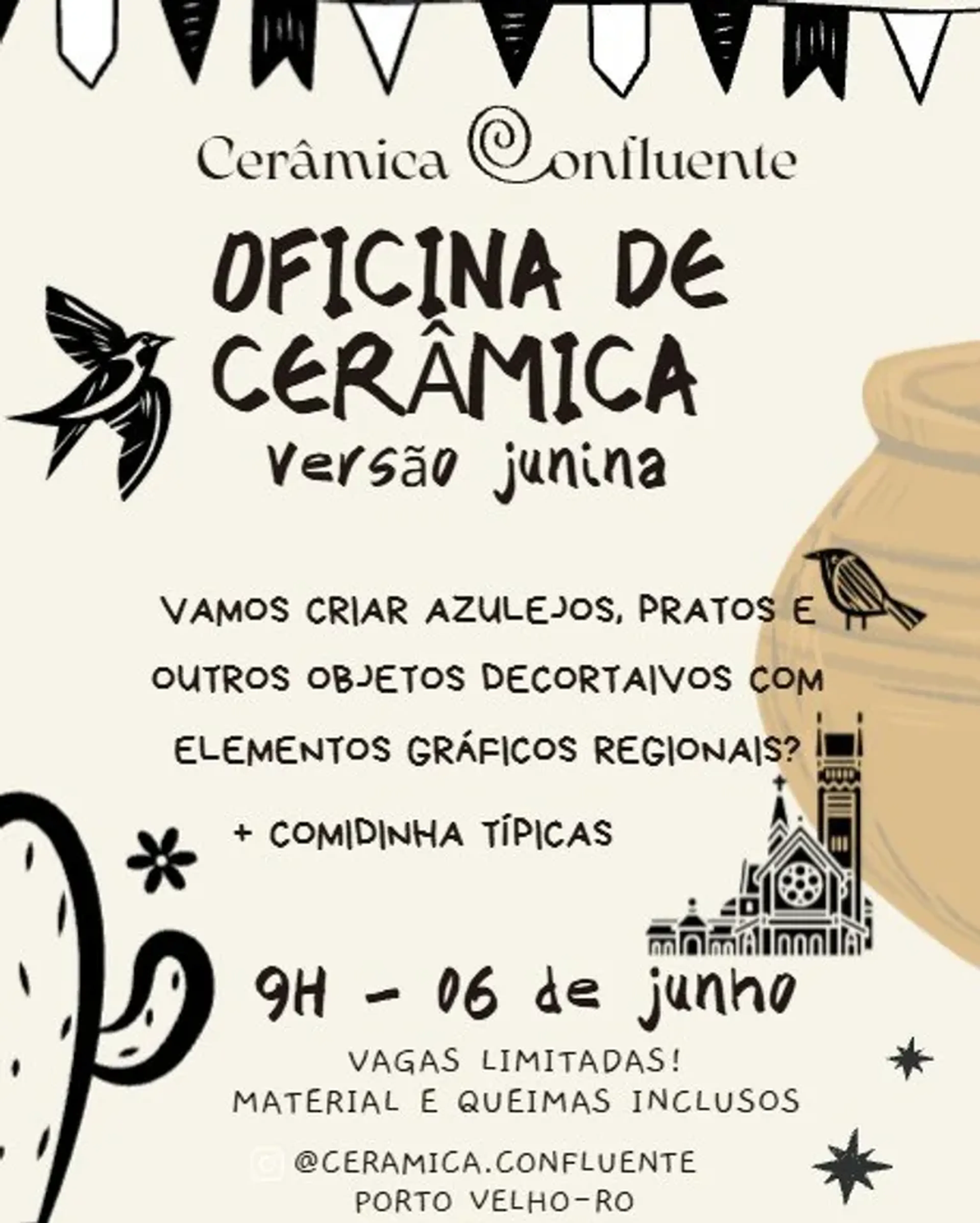 Oficina de Cerâmica - Elementos Juninos Decorativos 06 de Junho imagem