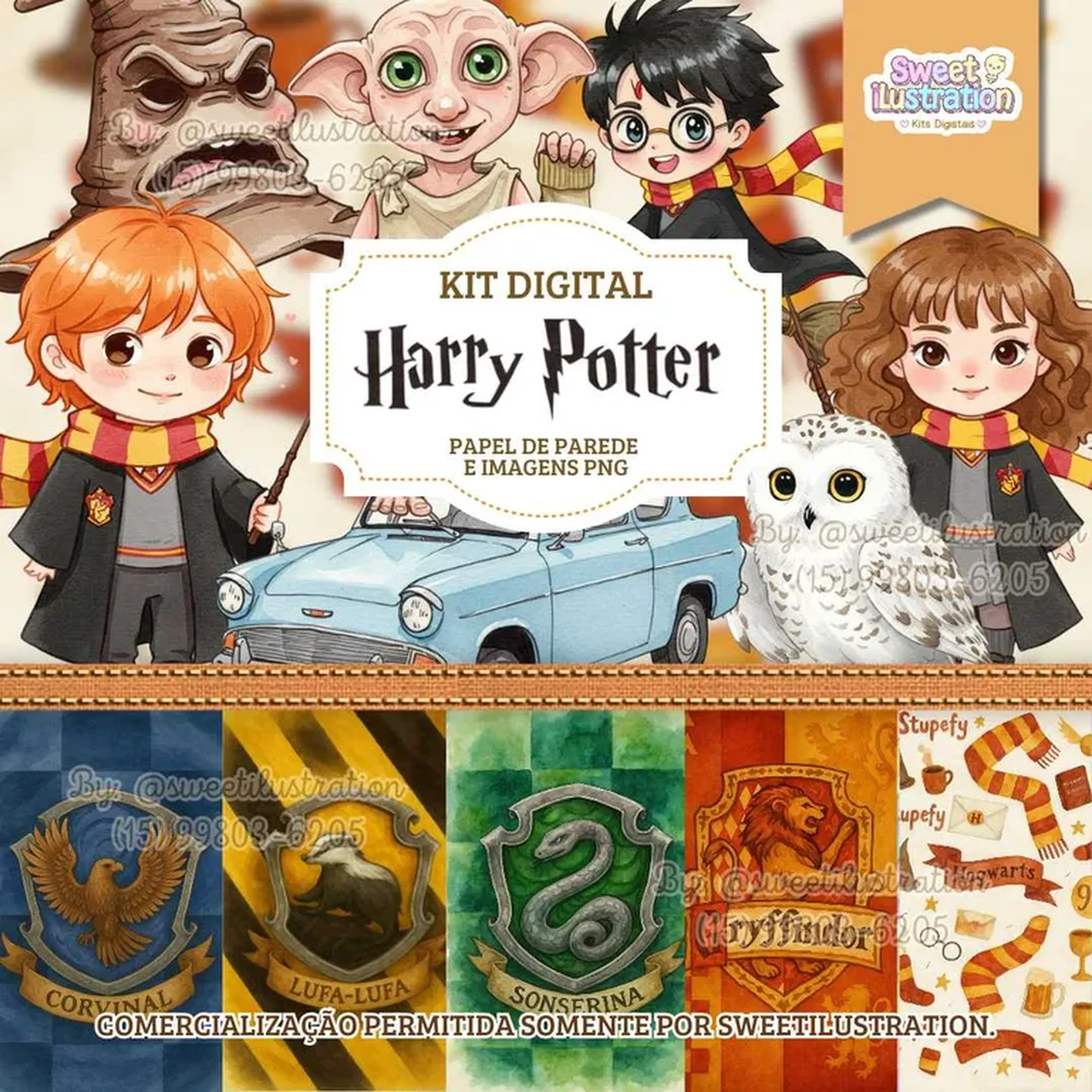 Kit Digital Harry Potter Aquarela imagem