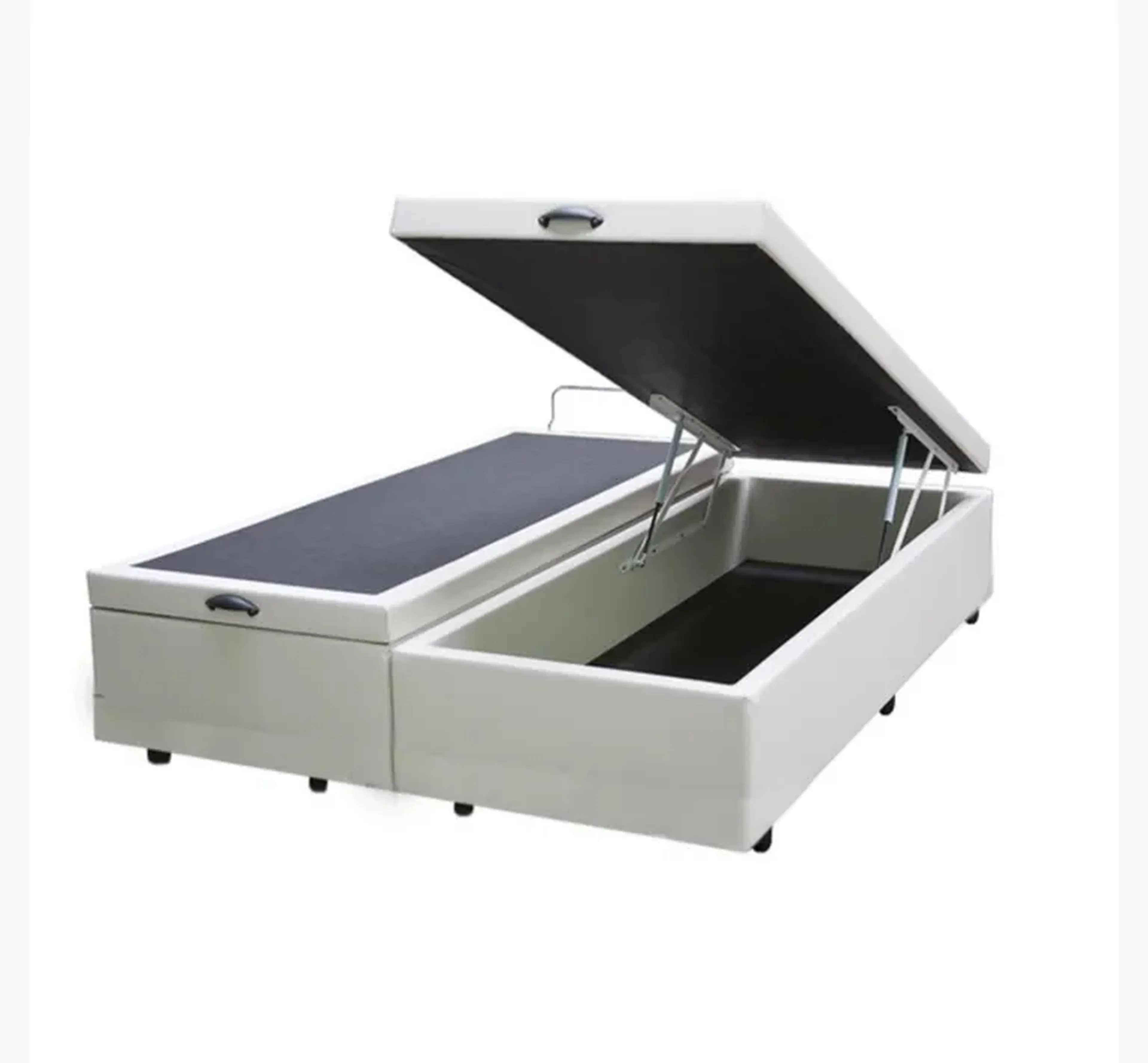 Base Box Baú Queen Bipartido Sintético Branco 47x158x198 imagem