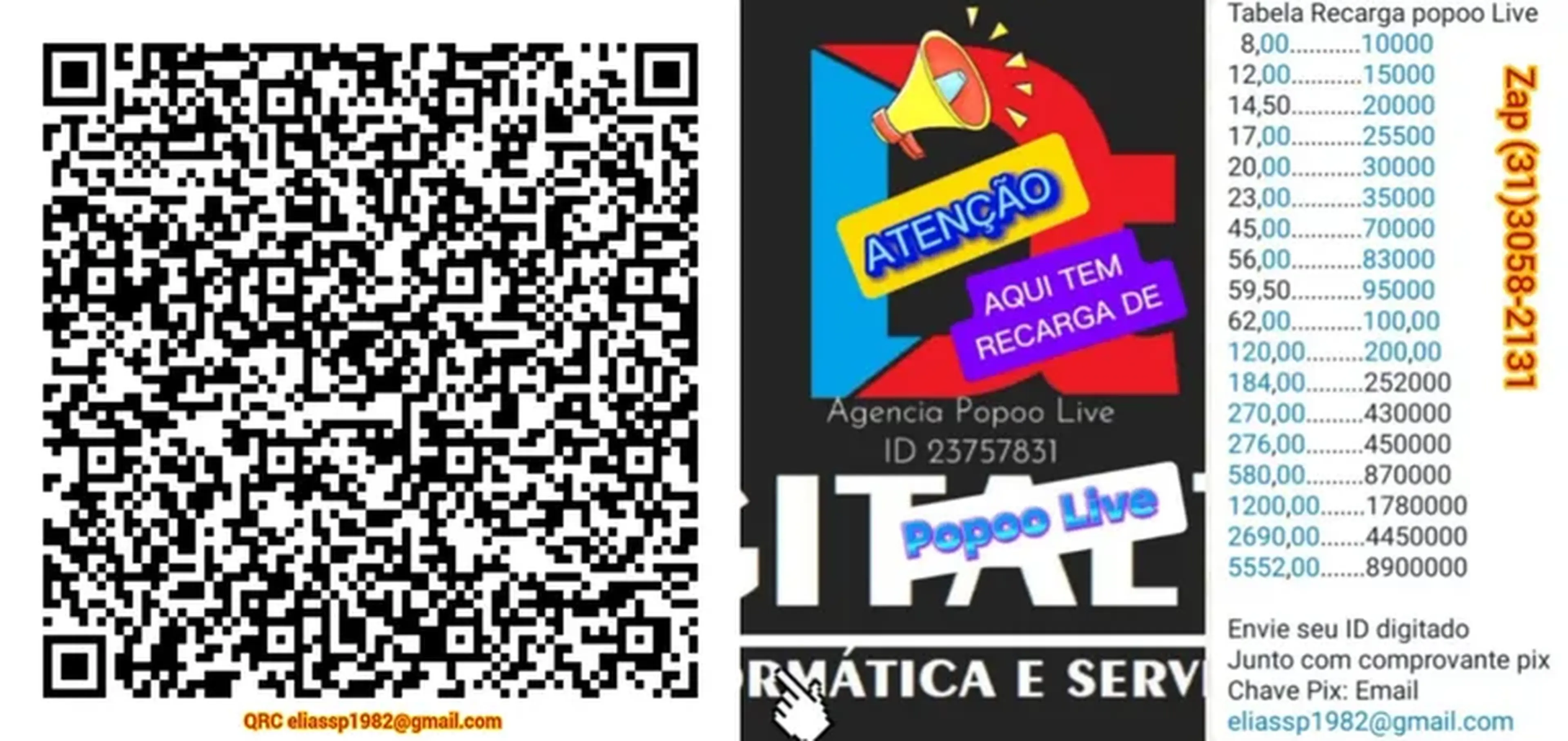 Recarga popoo live imagem
