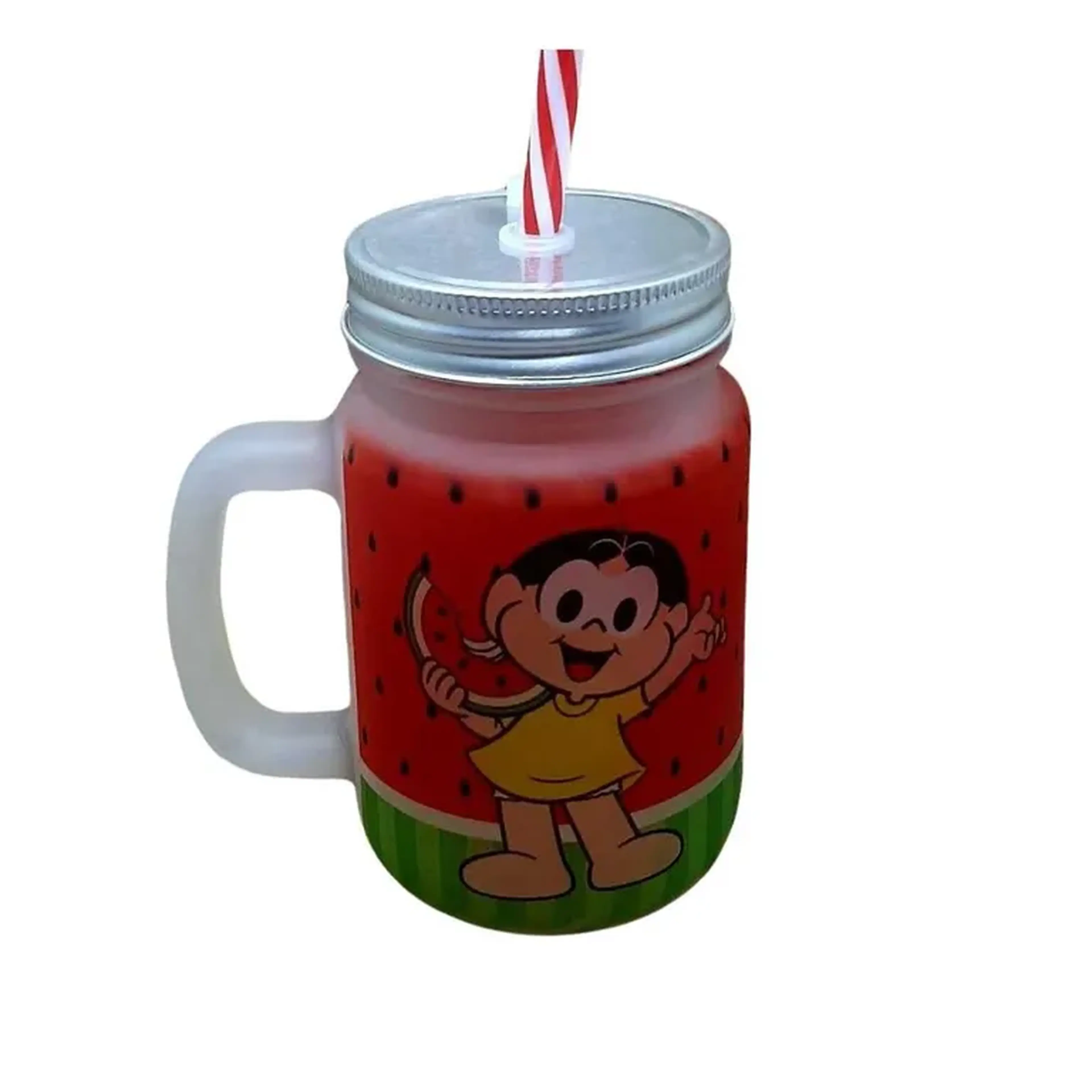 Caneca Jarra Mason Jateada Com Canudo - 500ml imagem