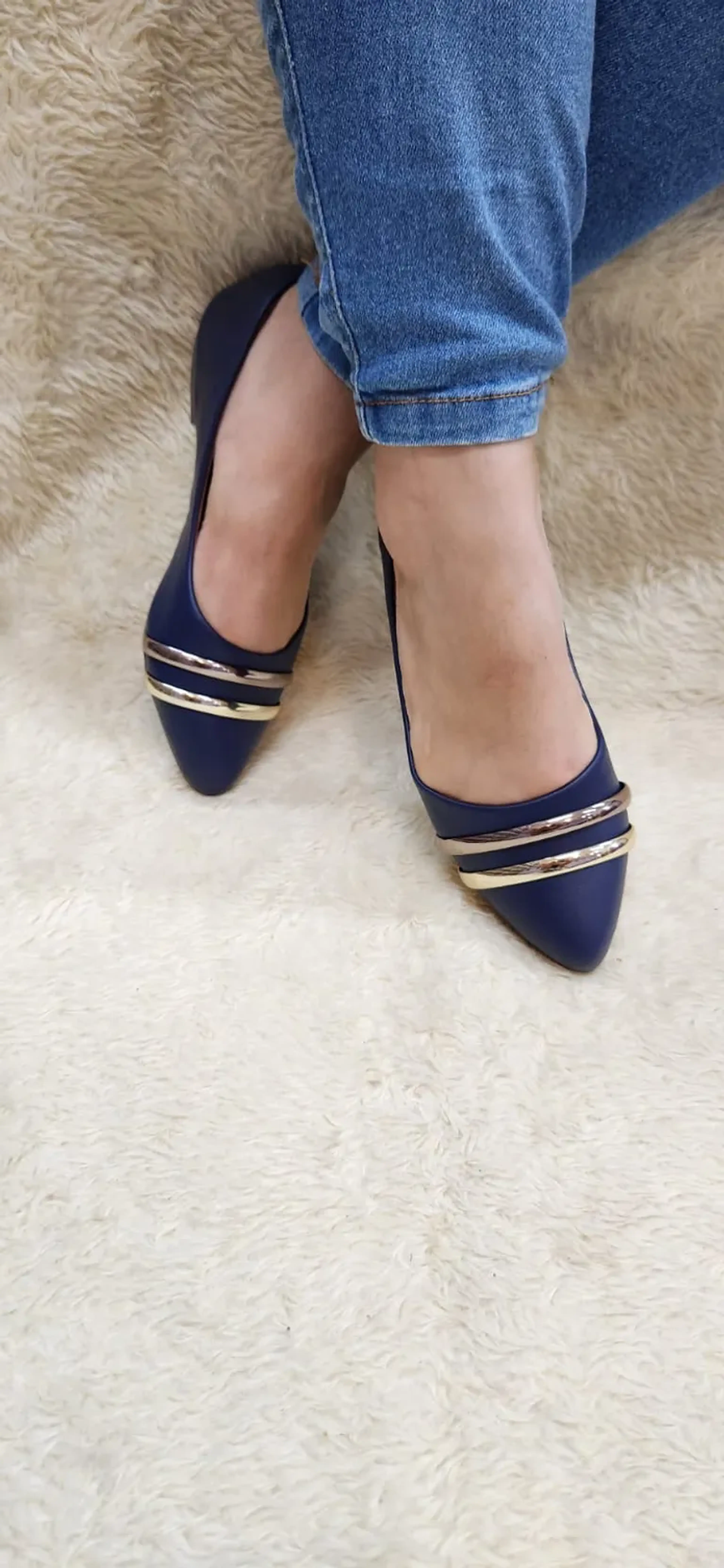 Sapatilha azul marinho 1 2 Cana imagem