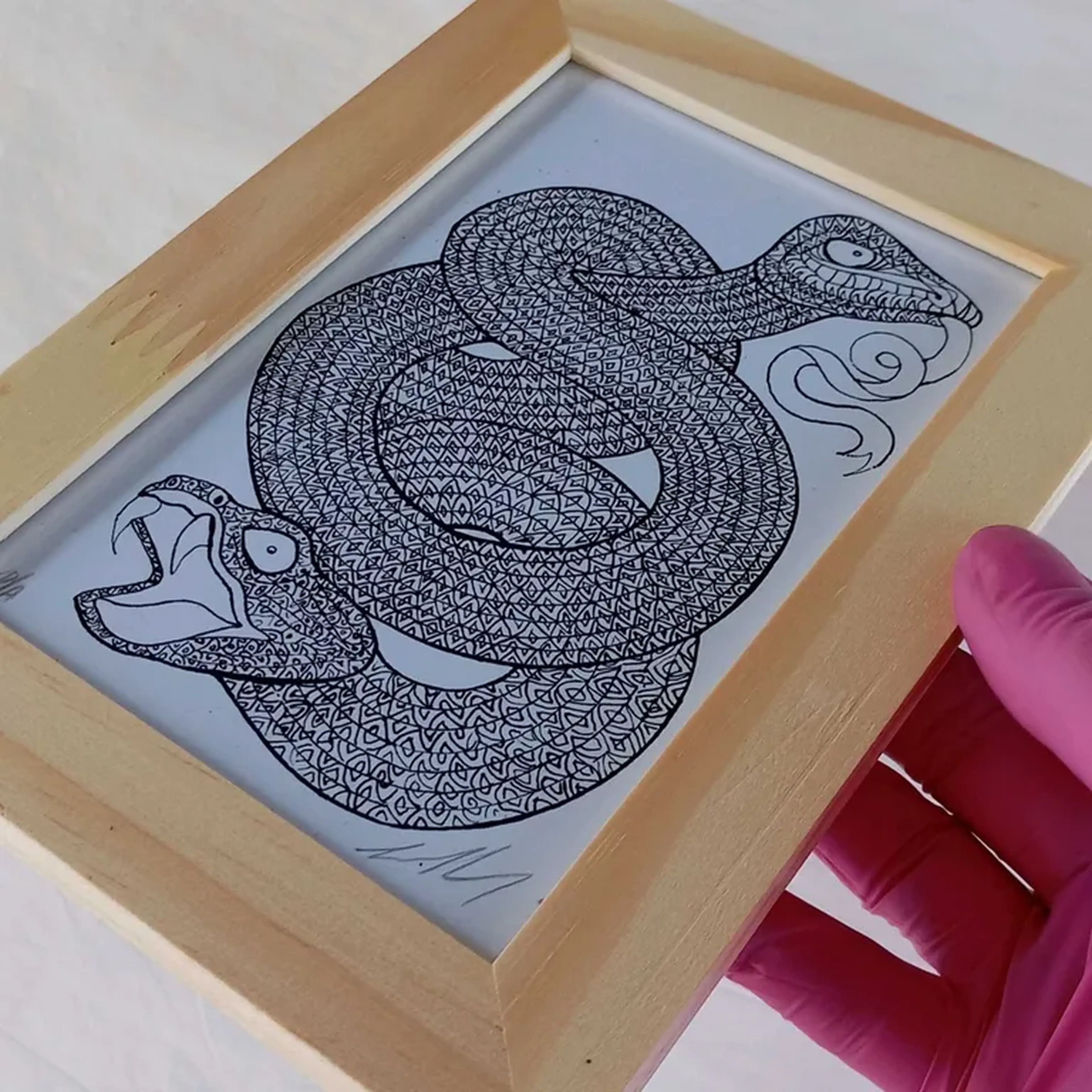 Bestiário Borges - Anfisbena - 10x15 cm moldura plana imagem