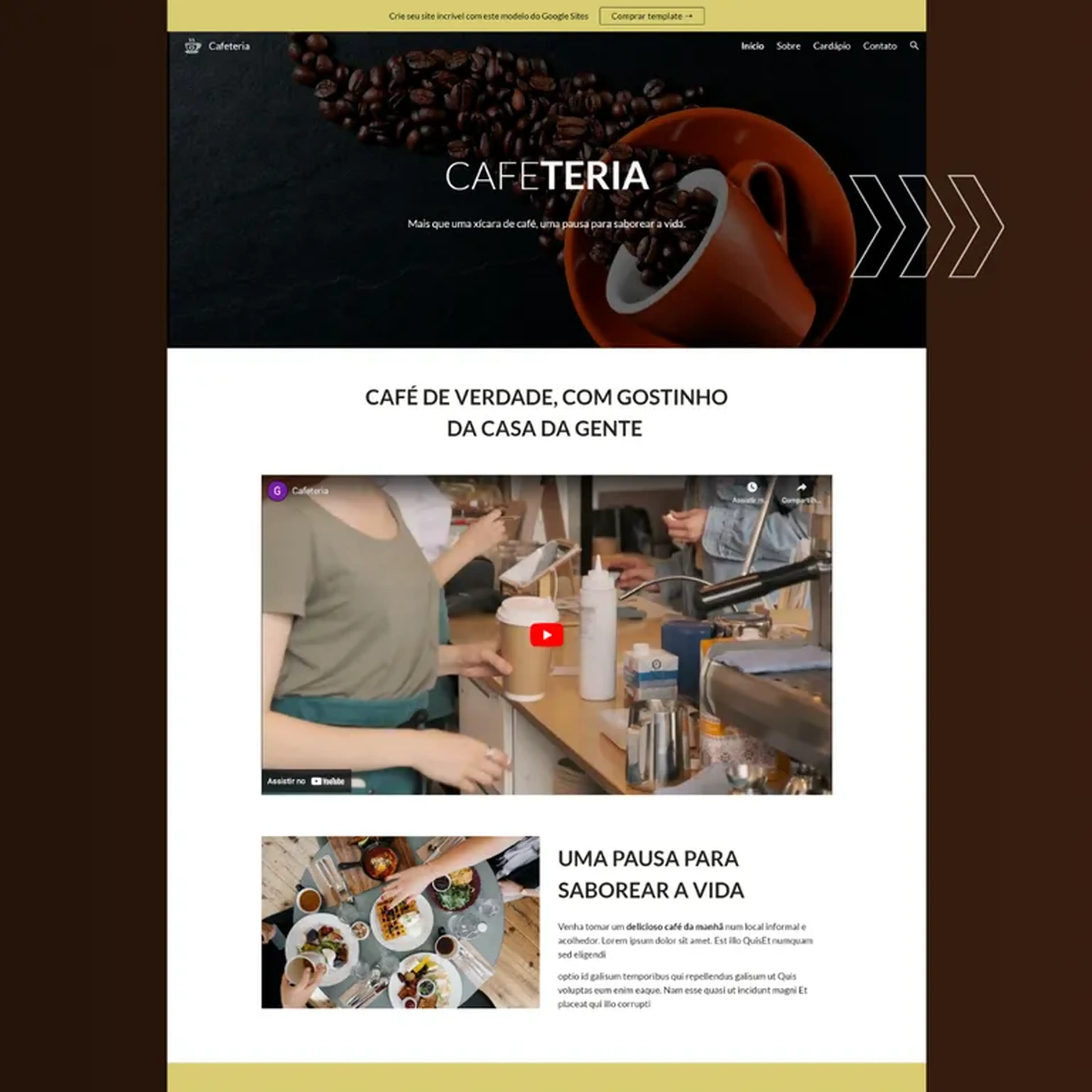 Template CAFETERIA Google Sites imagem