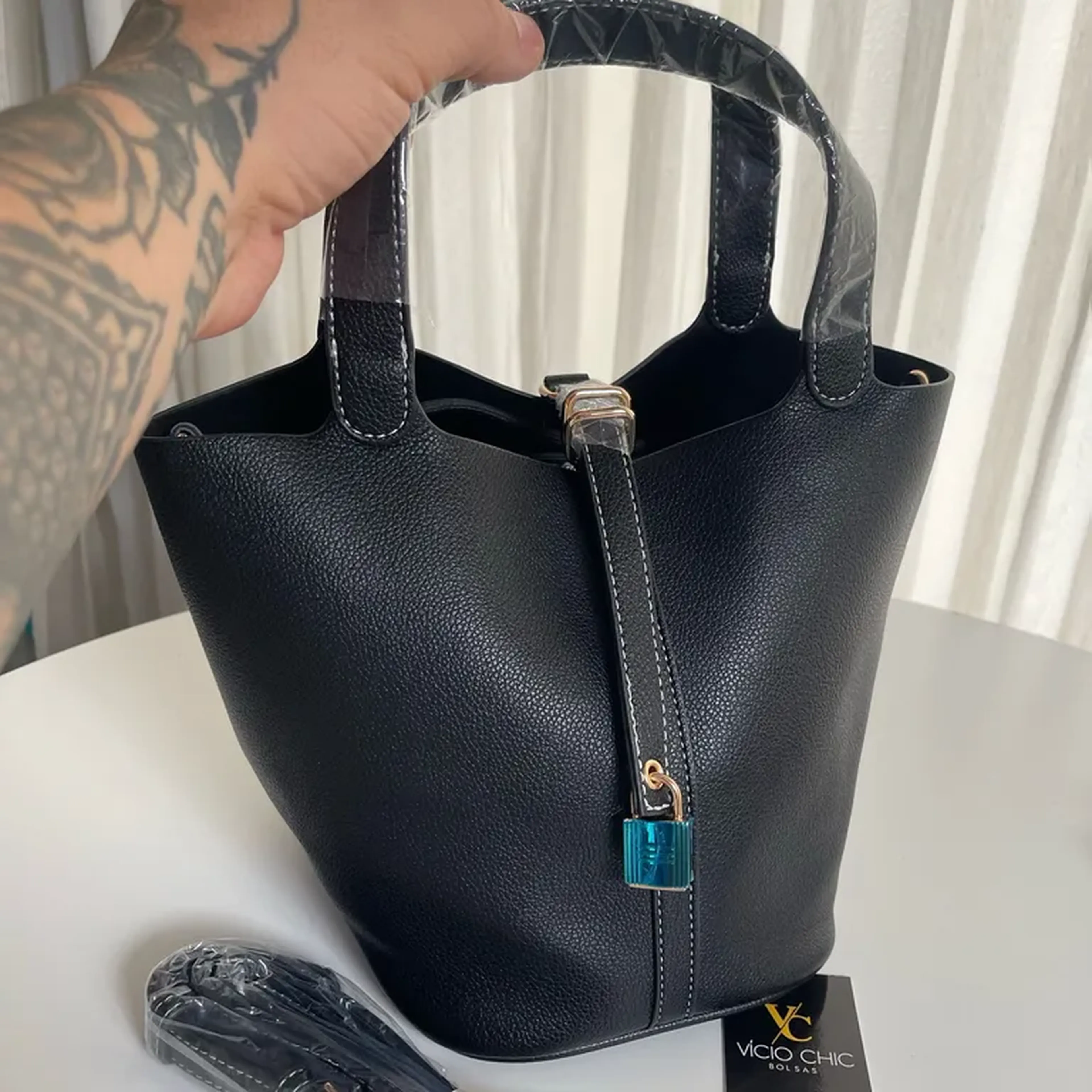 Bolsa Inspiração Hermes Picotin preta imagem