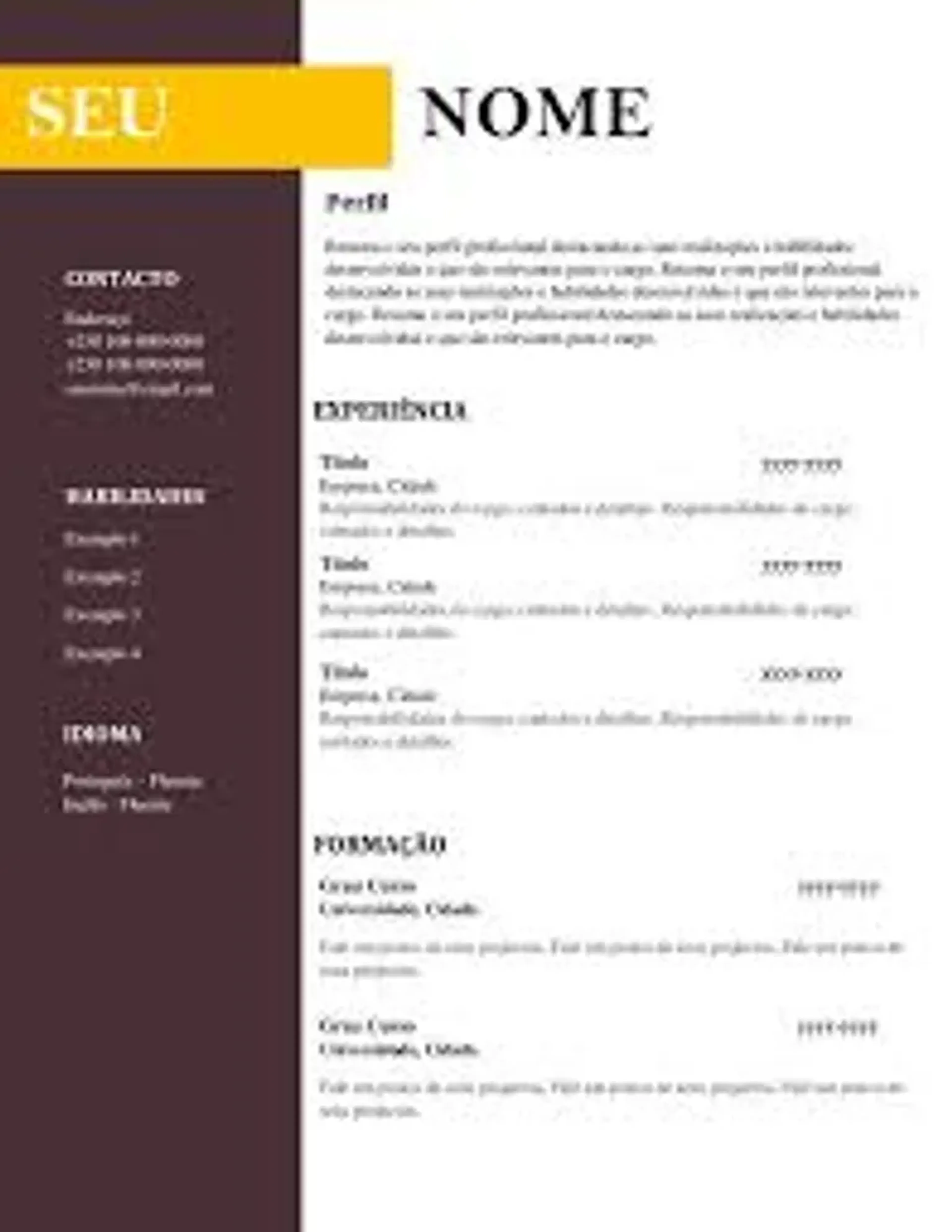 Edição de Currículo imagem