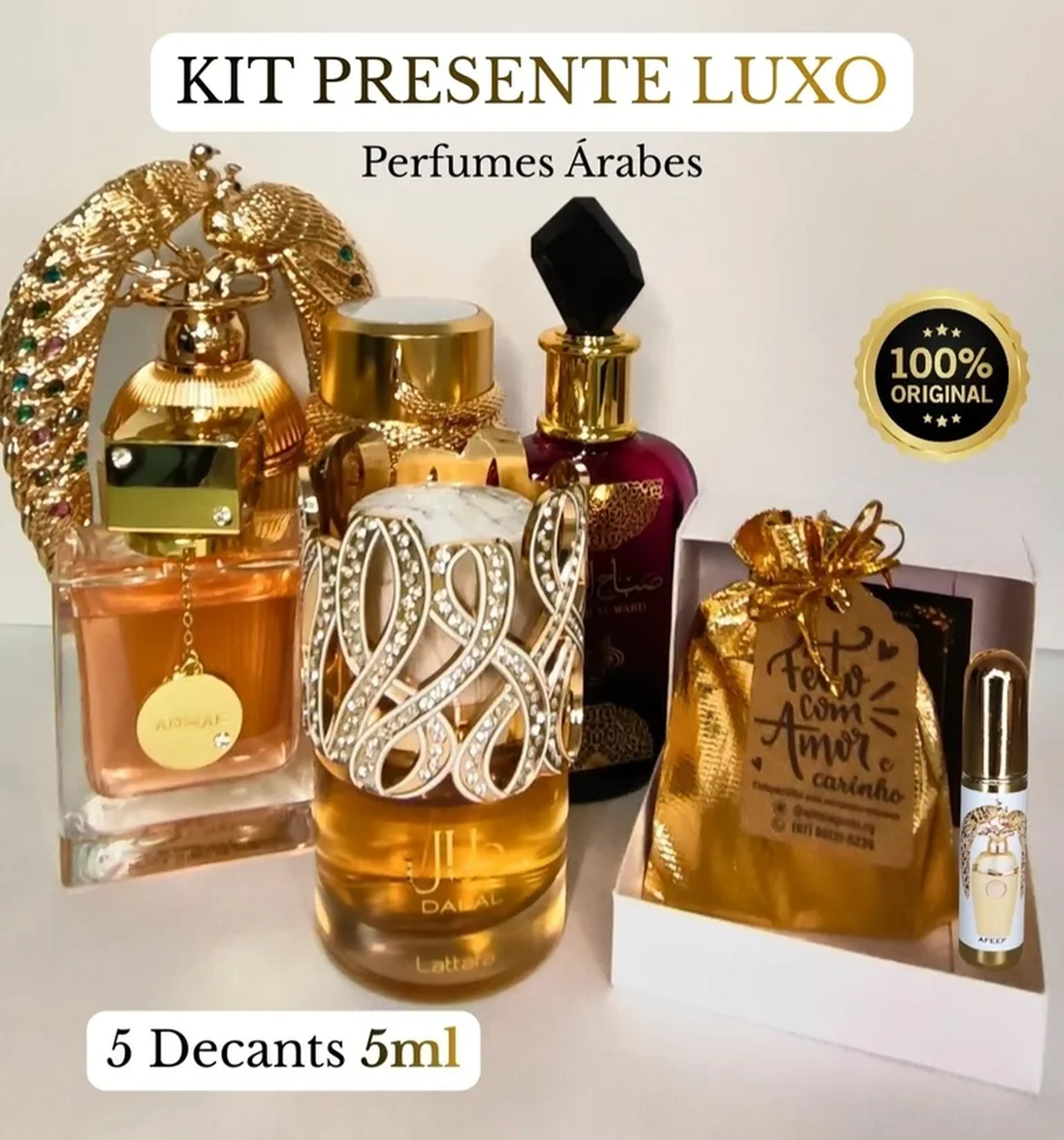 Kit Presente Perfumes Árabes Femininos – 5 Decants Luxo 5ml imagem