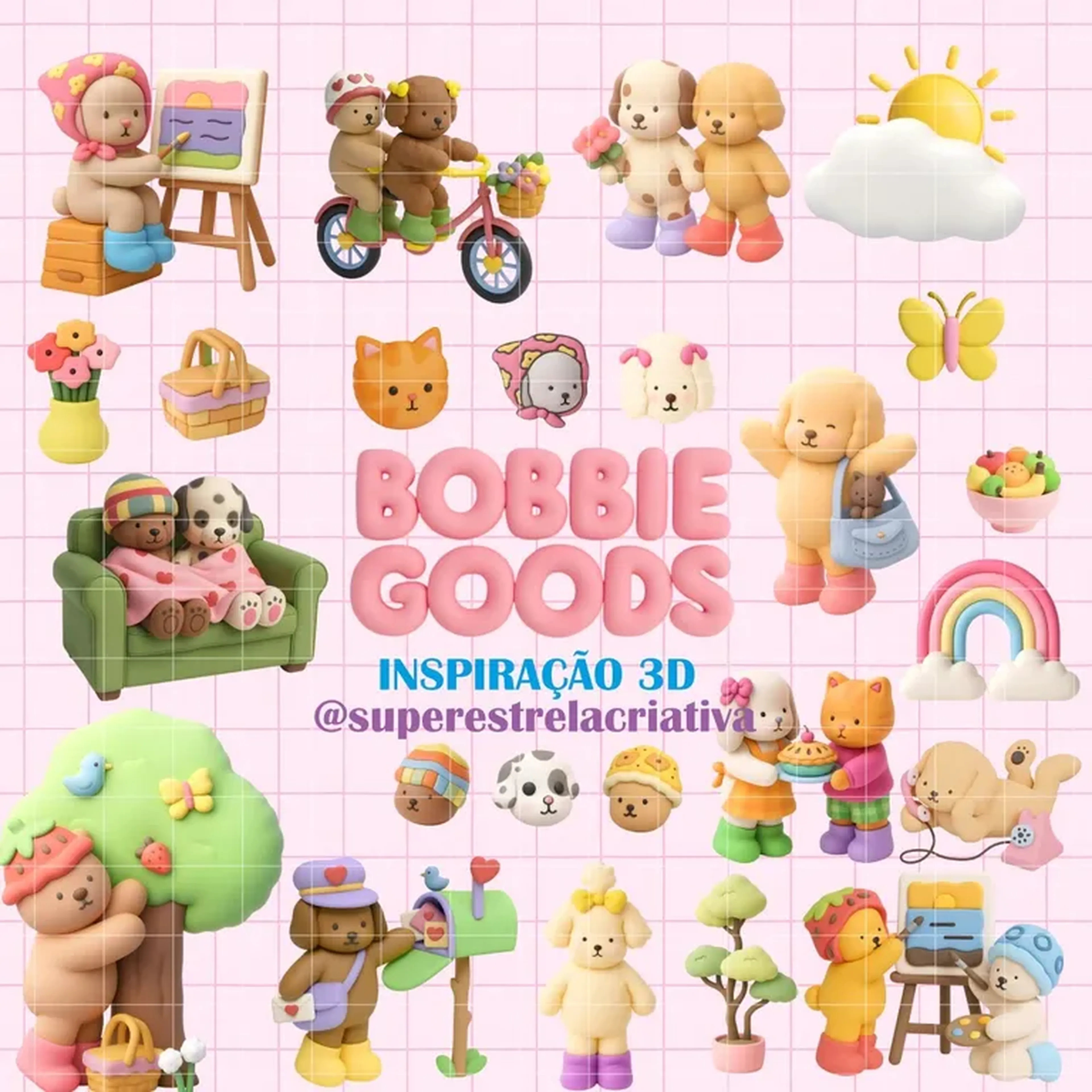 kit digital bobbie goods 3d inspiração imagem