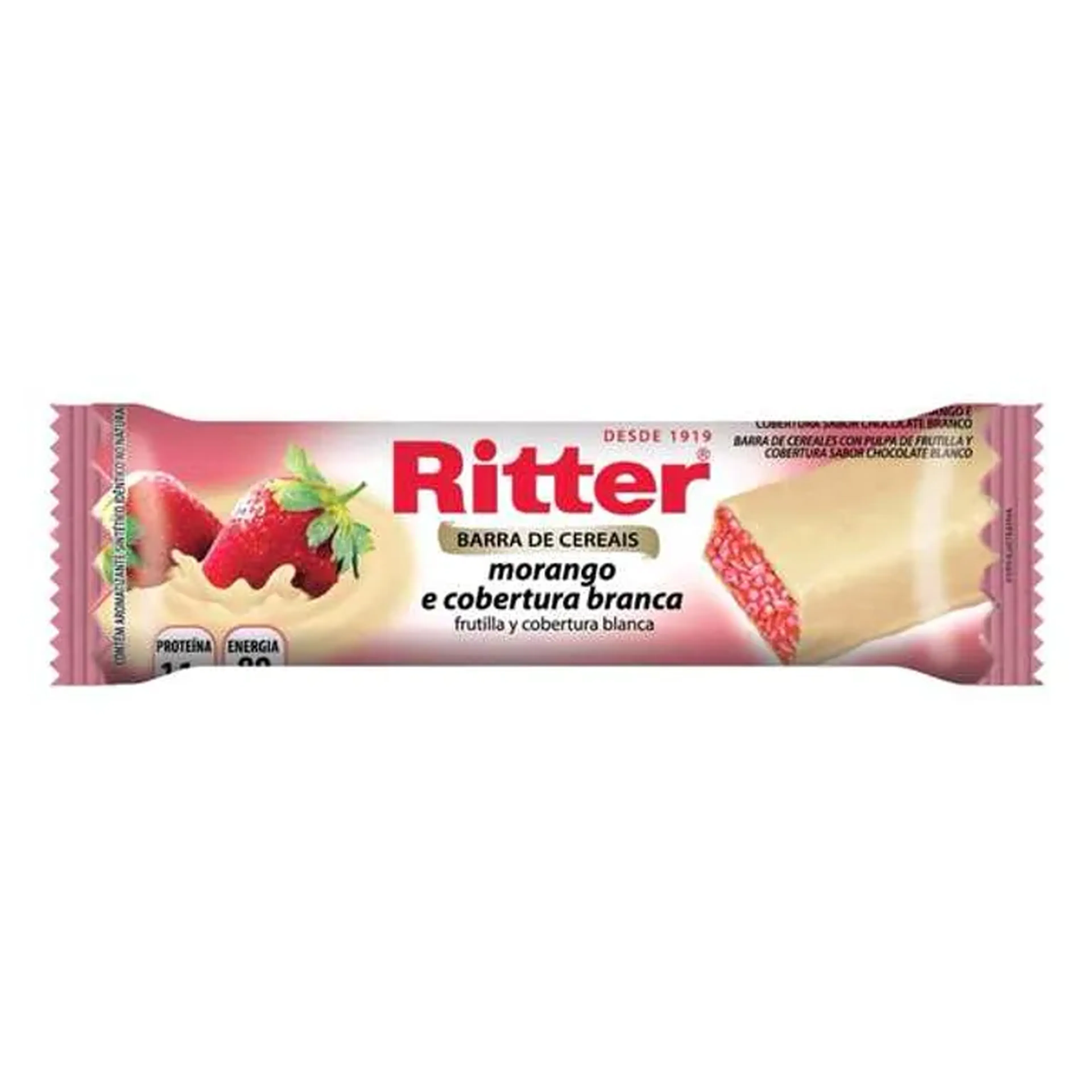 Barra Cereal Morango cob chocolate branco Ritter 20gr imagem