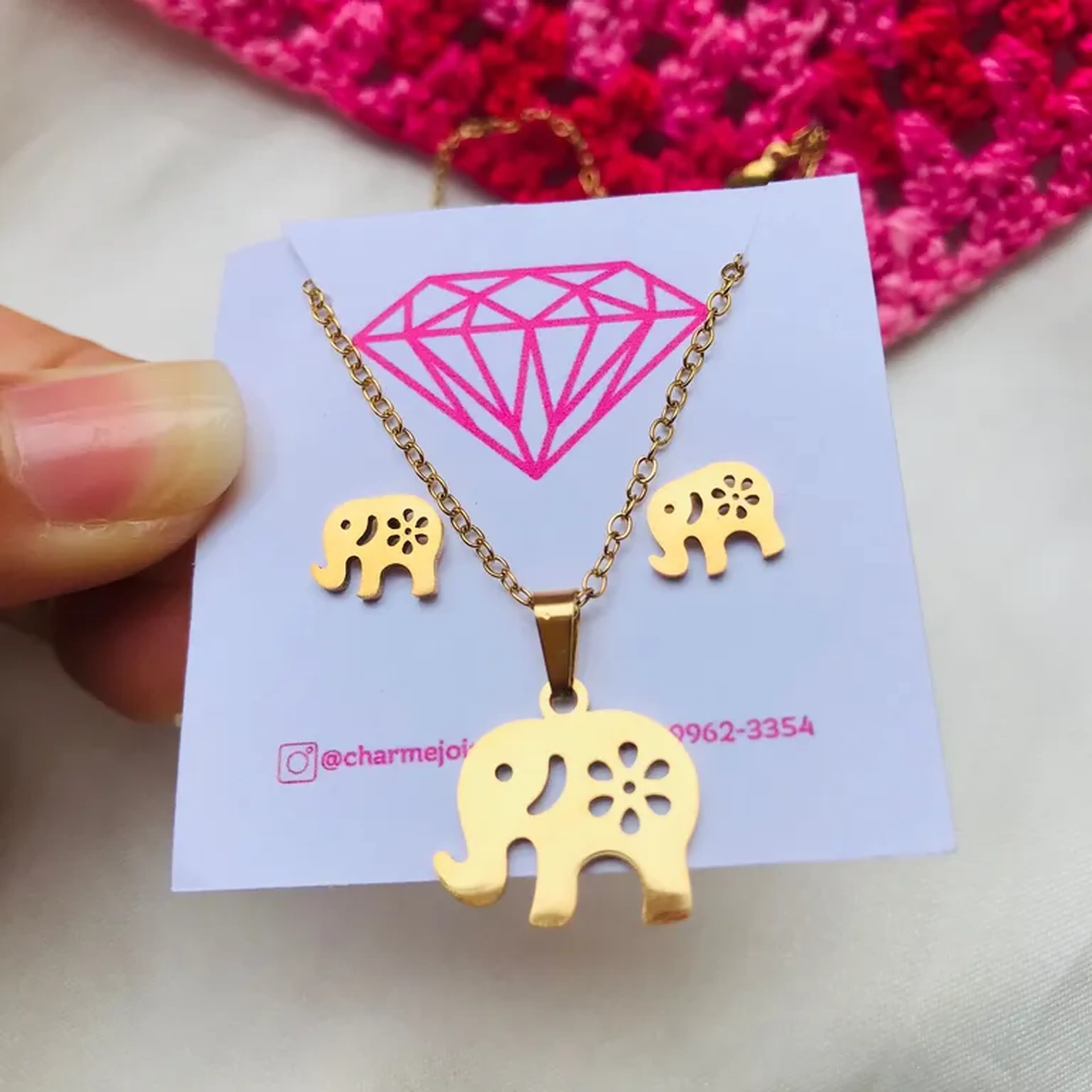 conjunto elefante florido - aço inoxidável imagem