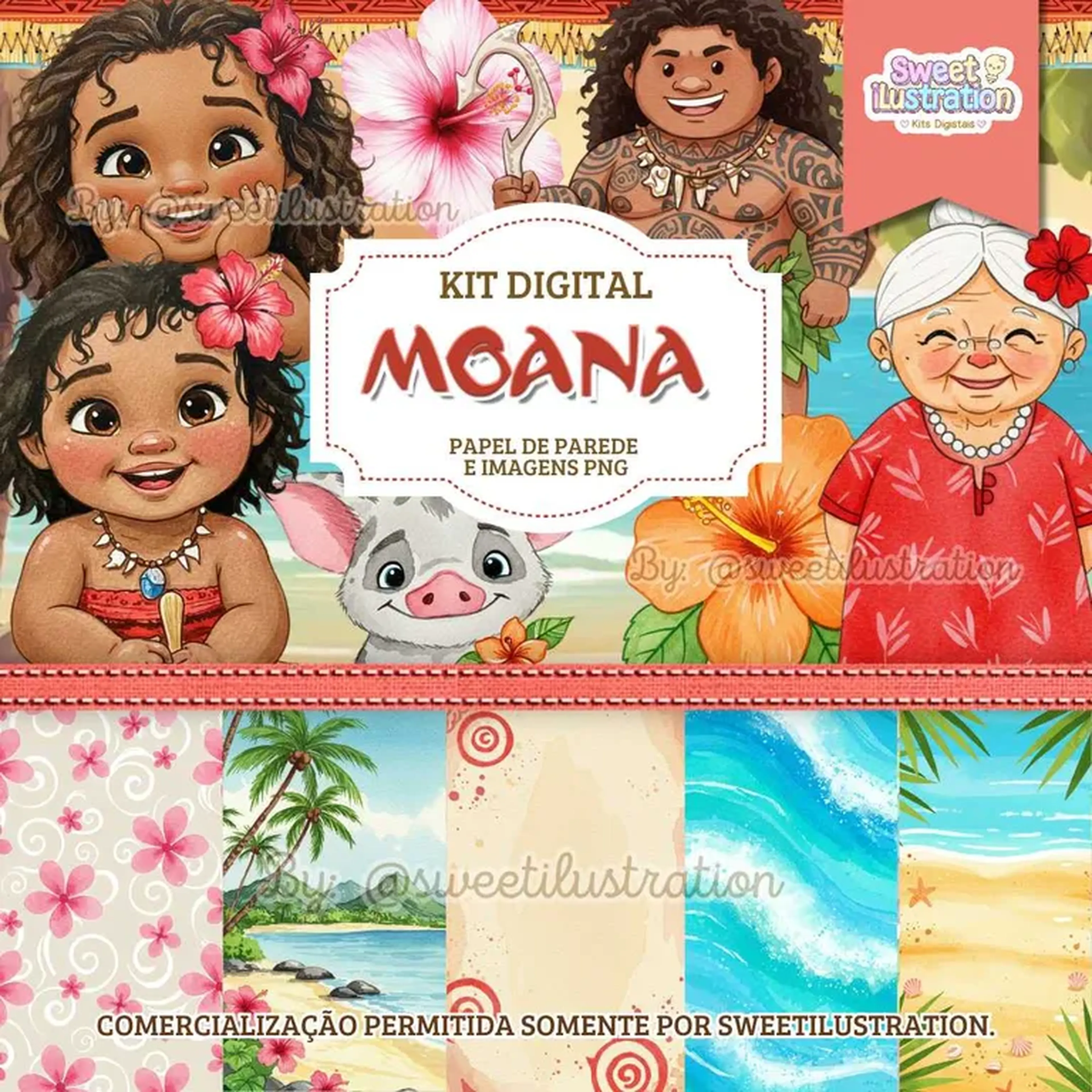 Kit Digital Moana Aquarela imagem