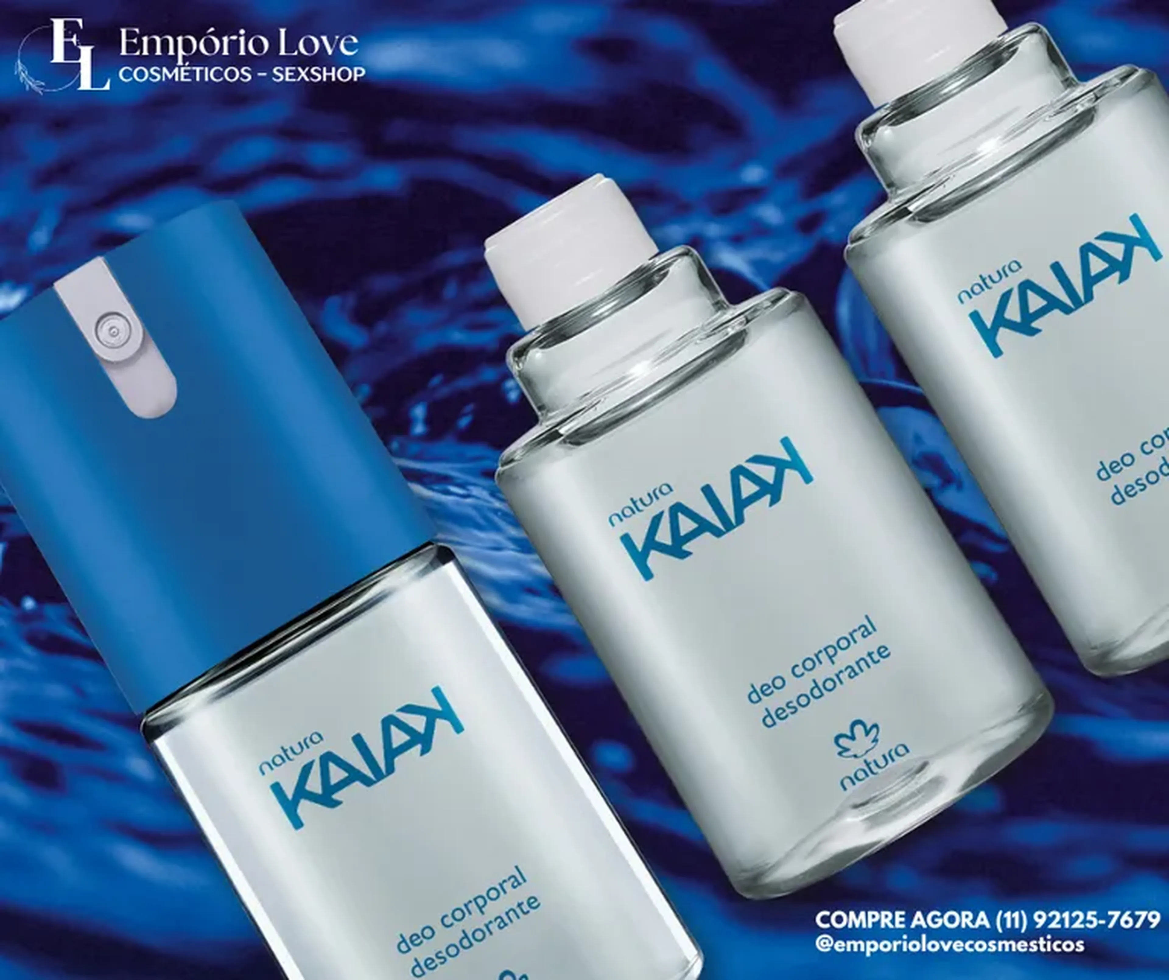 Combo 01 Deo corporal Kaiak 100ml + 02 Refis Deo 100ml imagem