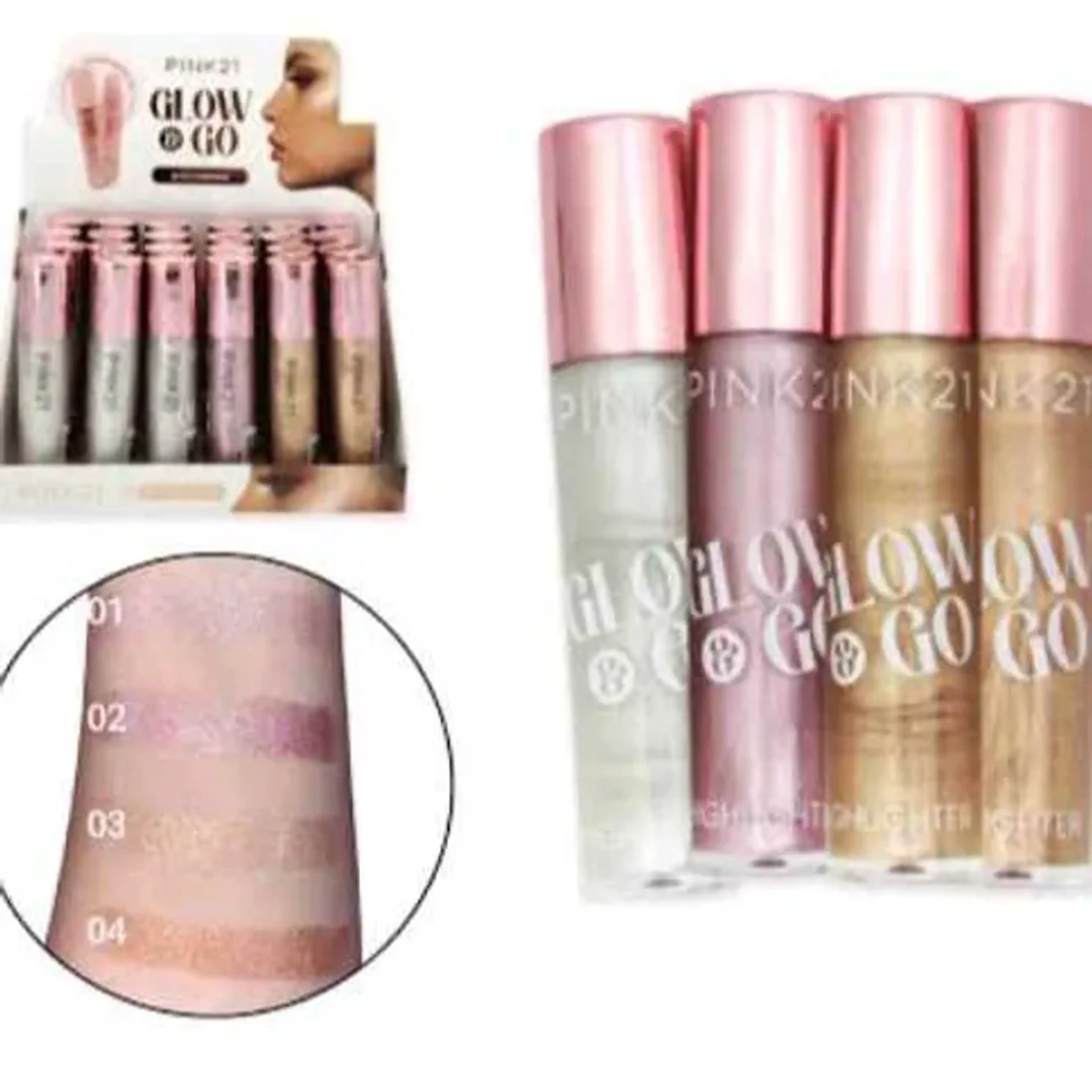 Iluminador de corpo e rosto Roll on Glow e Go Pink 21 imagem