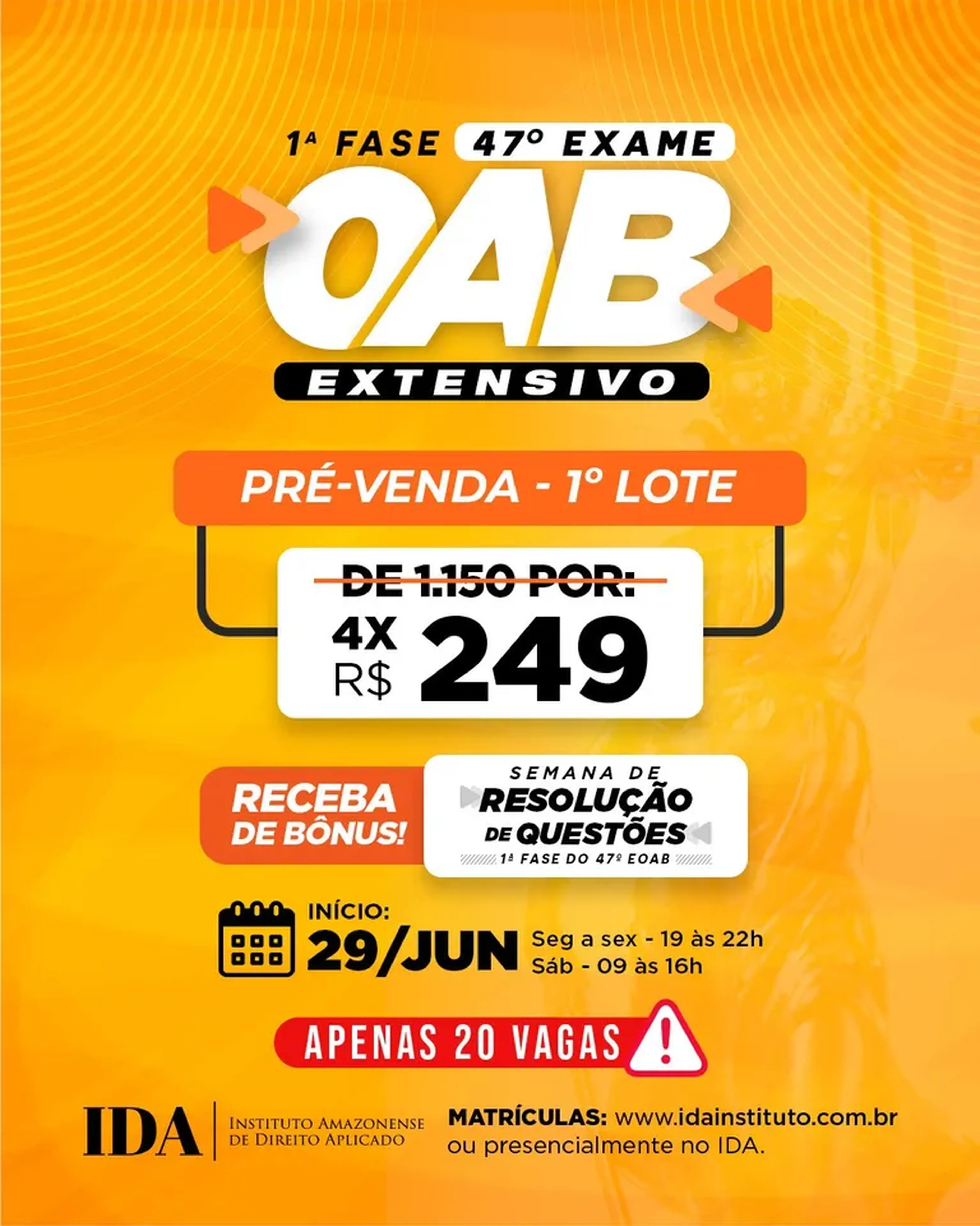 1ª FASE OAB 47 - PRÉ VENDA 1° LOTE imagem