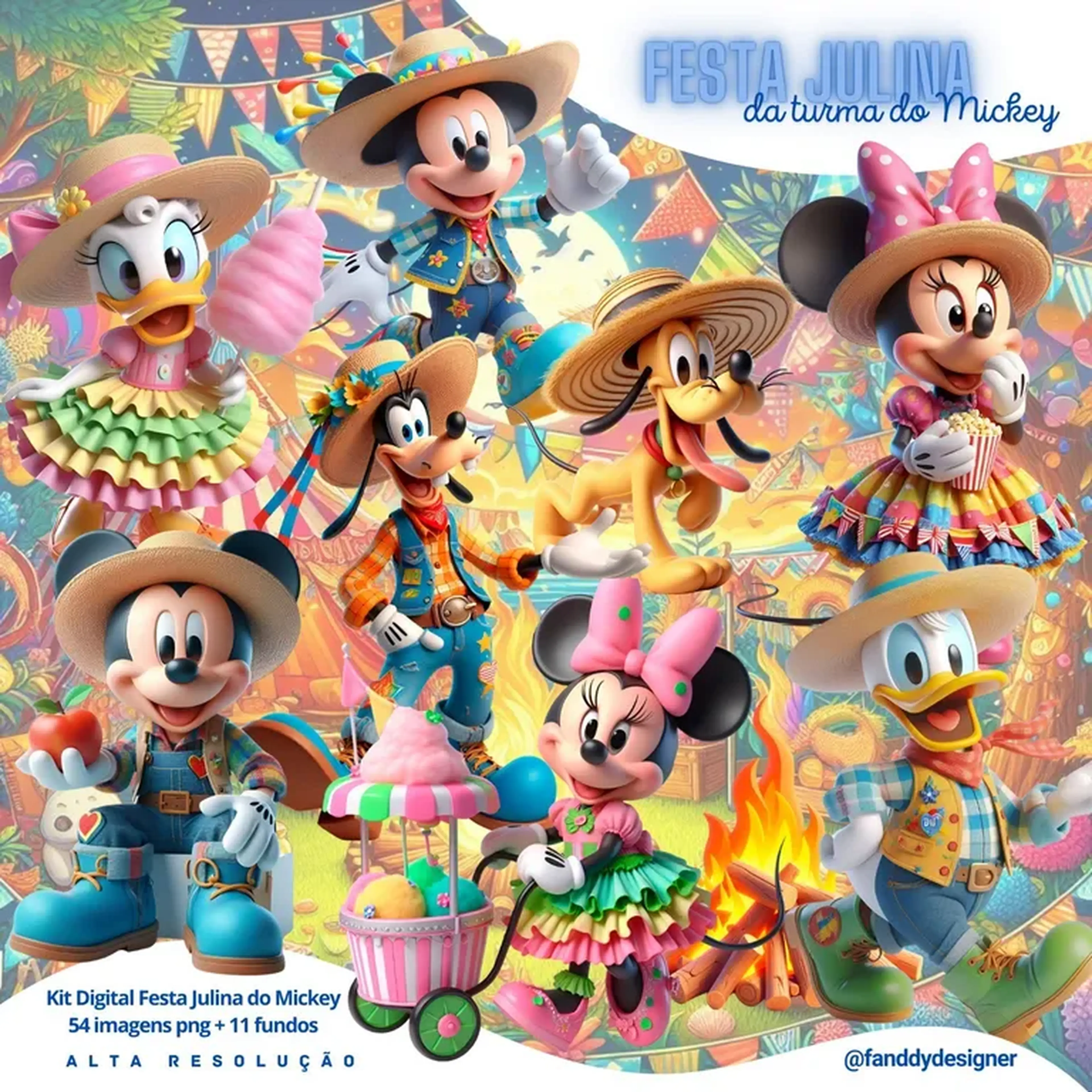 Kit Digital 3D Festa Julina do Mickey imagem