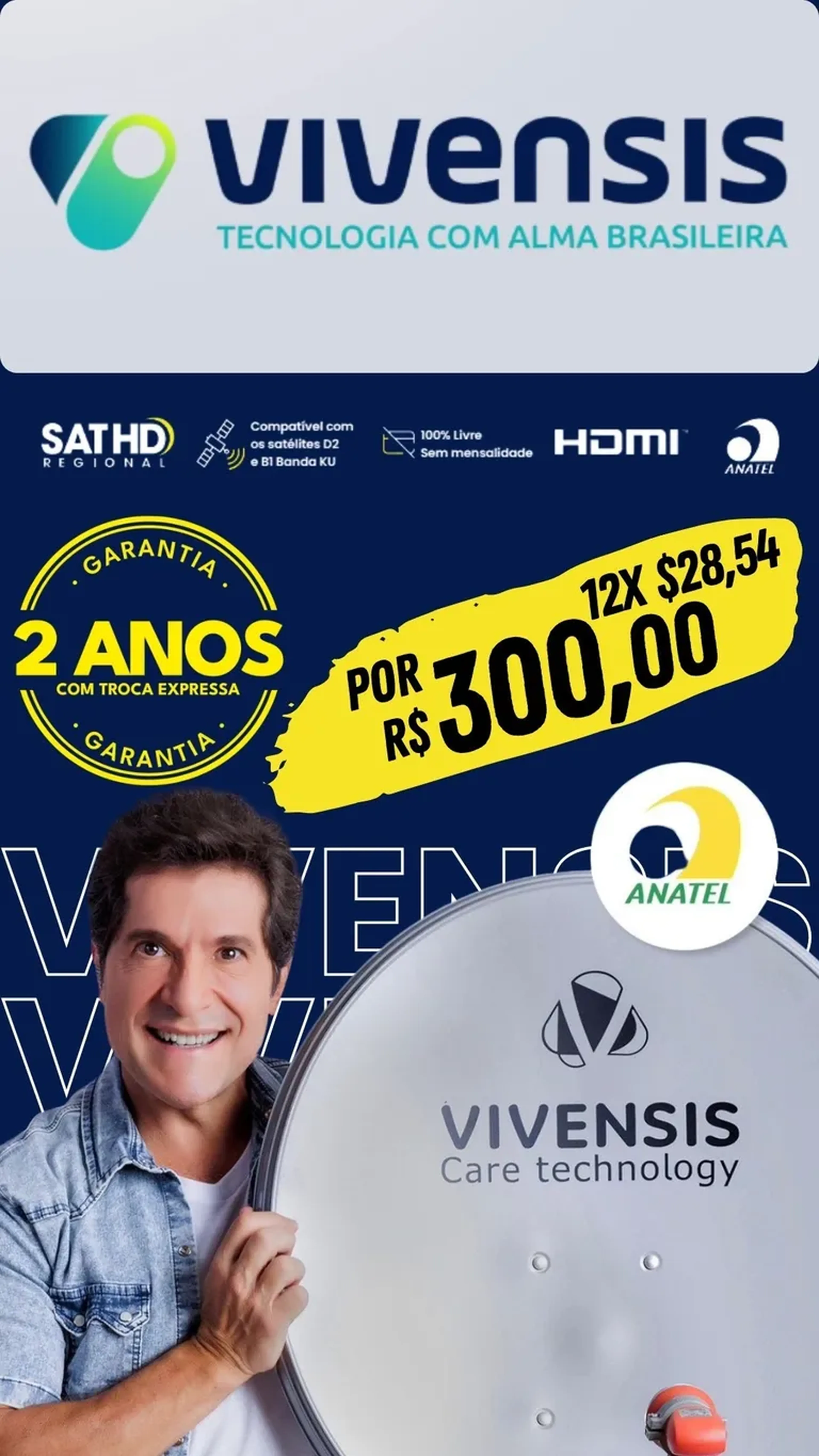 VIVENSIS KIT NOVA PARABOLICA DIGITAL COMPLETO imagem