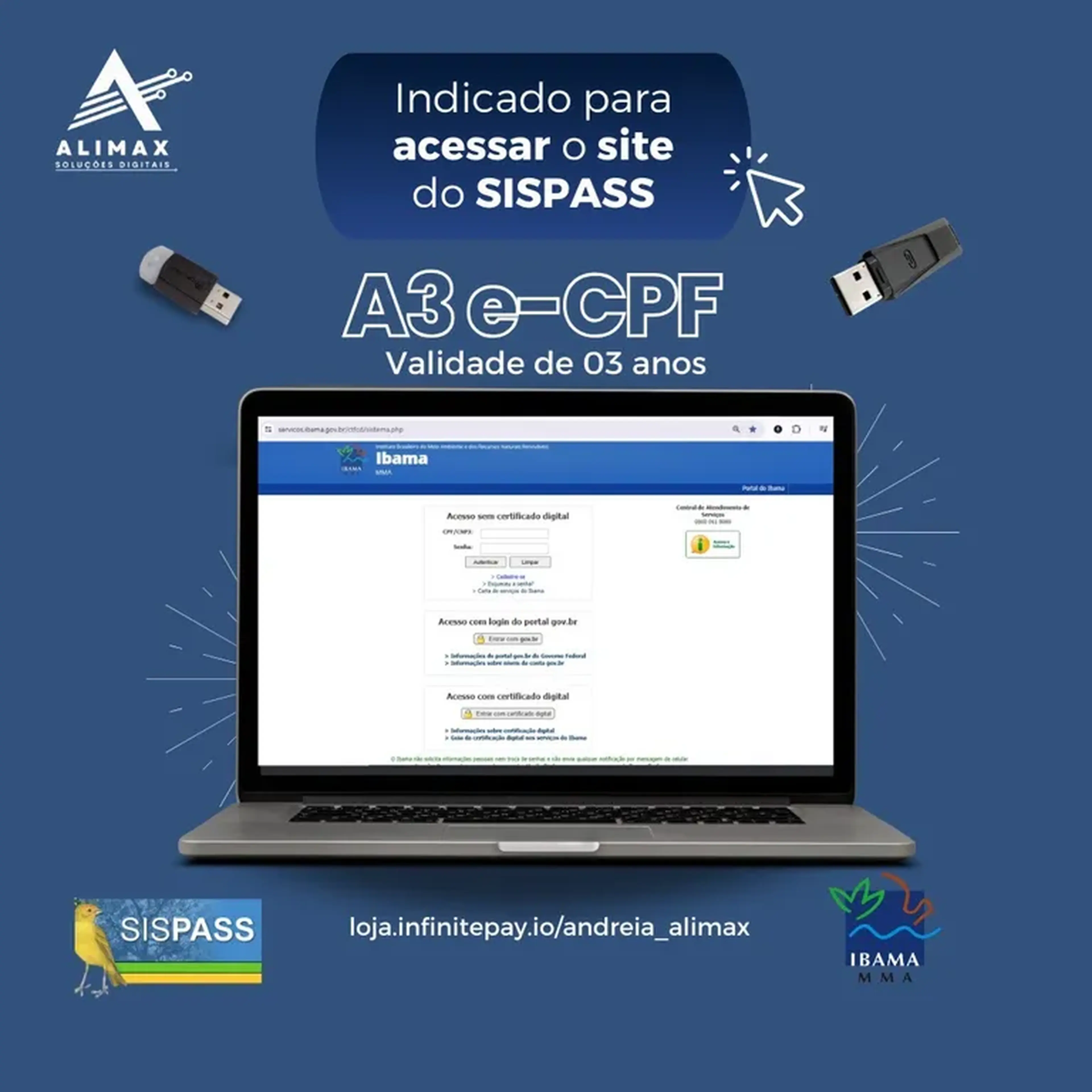 CD A3 e-CPF+Token. SISPASS. PIX ou em até 12x 💳 imagem
