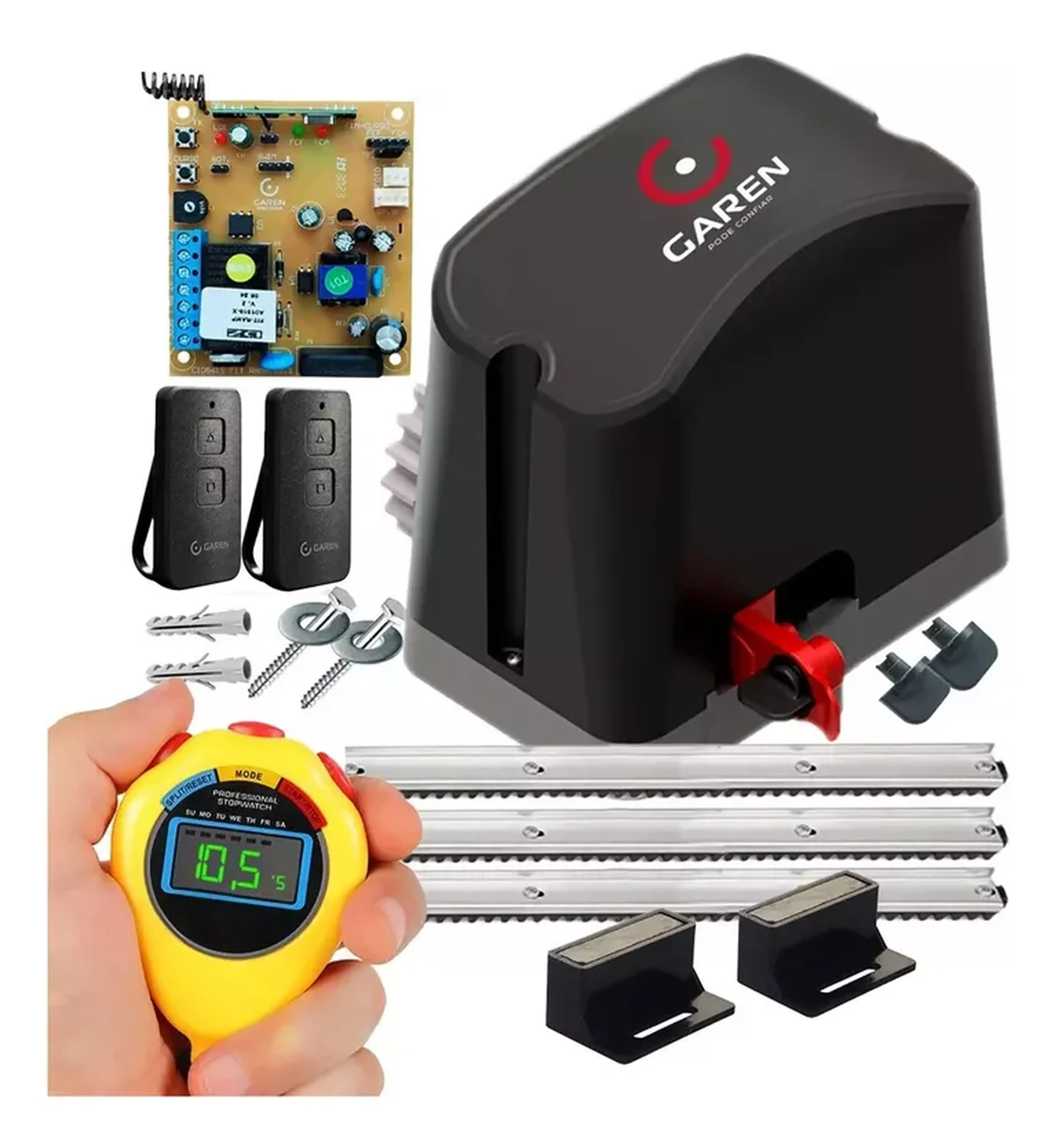 Kit Motor Portão Eletrônico Garen 1.4hp 400kg 2con imagem