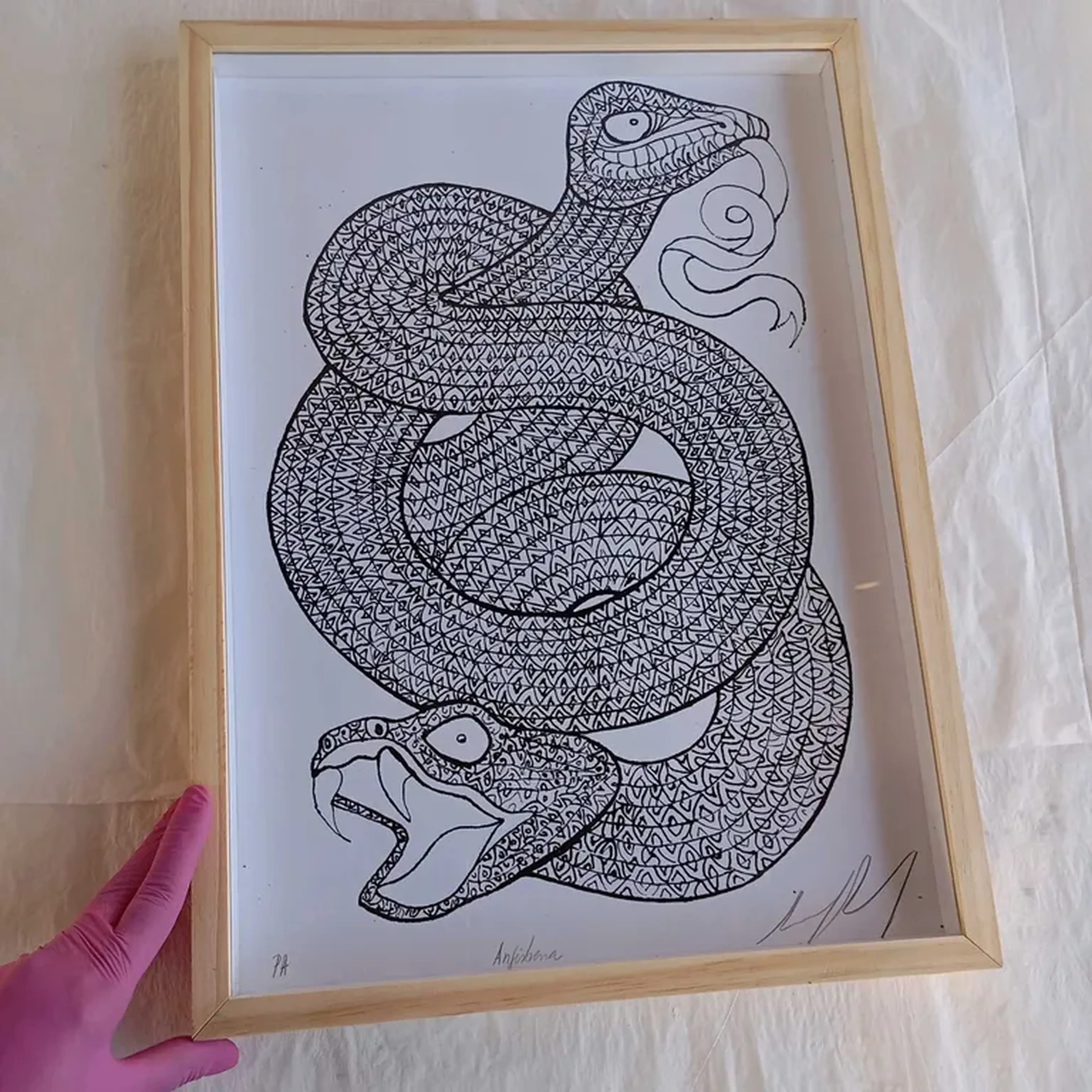 Bestiário Borges - Anfisbena - 30 x 42 cm moldura alta imagem