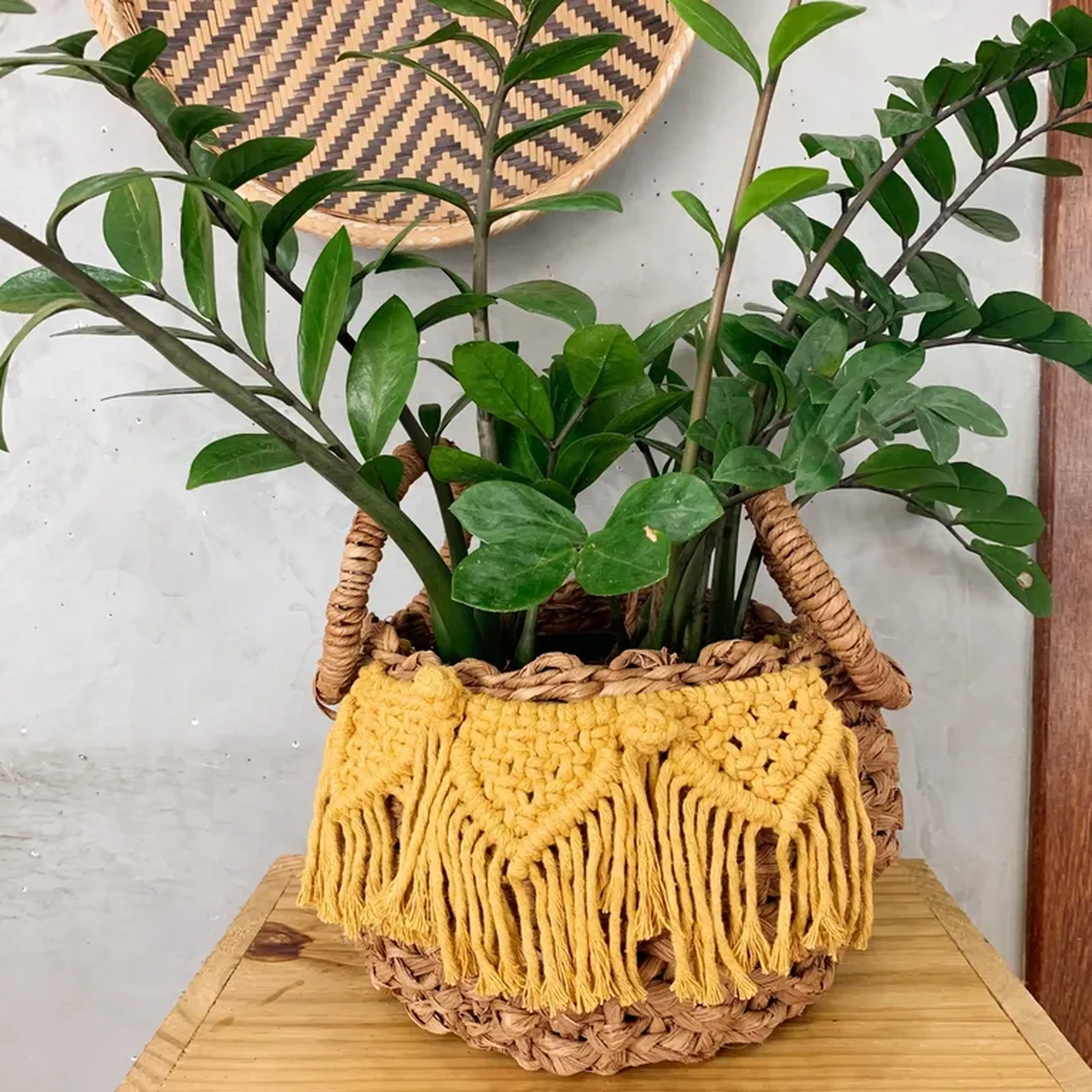Cesto De Milho Com Macrame imagem