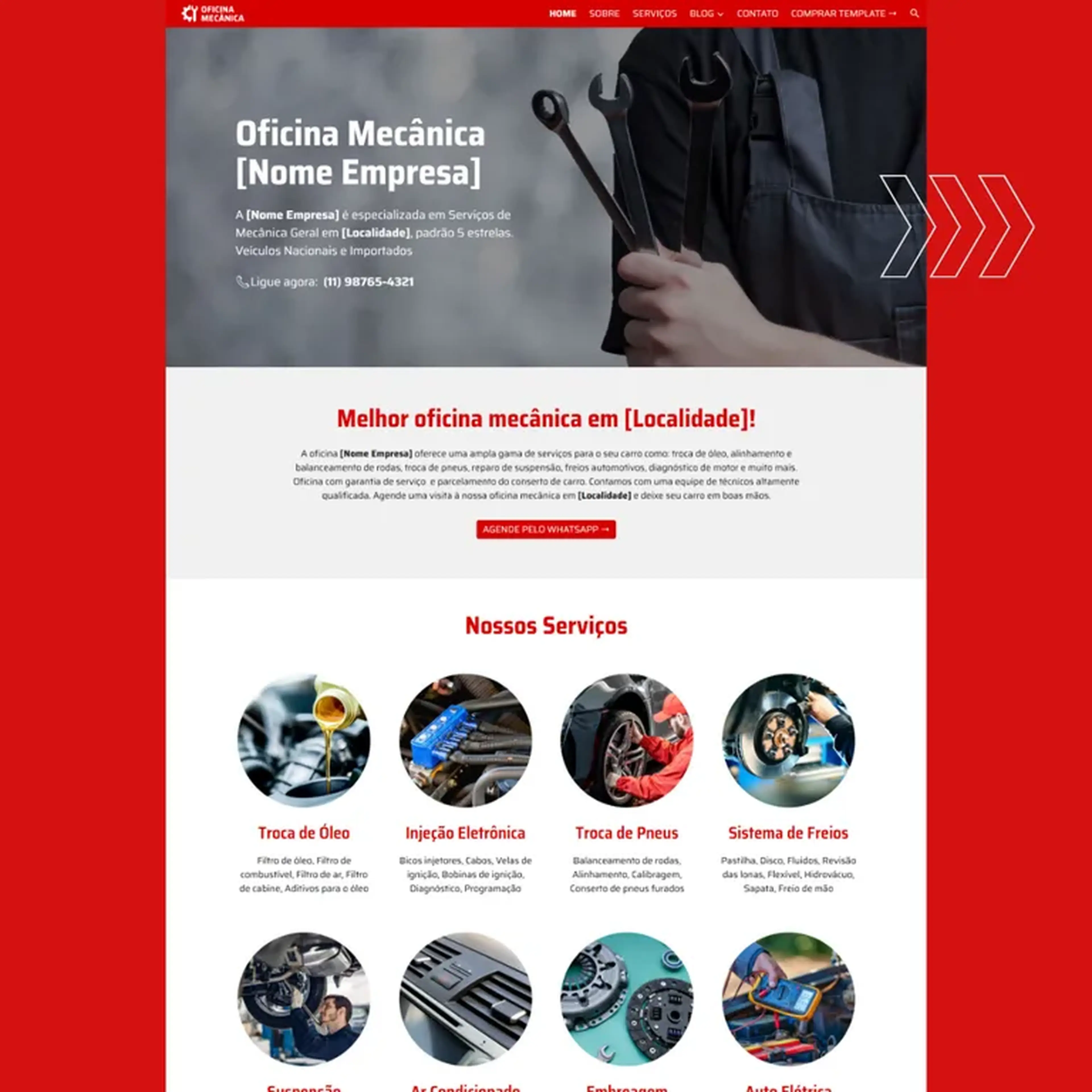 Template OFICINA MECÂNICA Google Sites imagem
