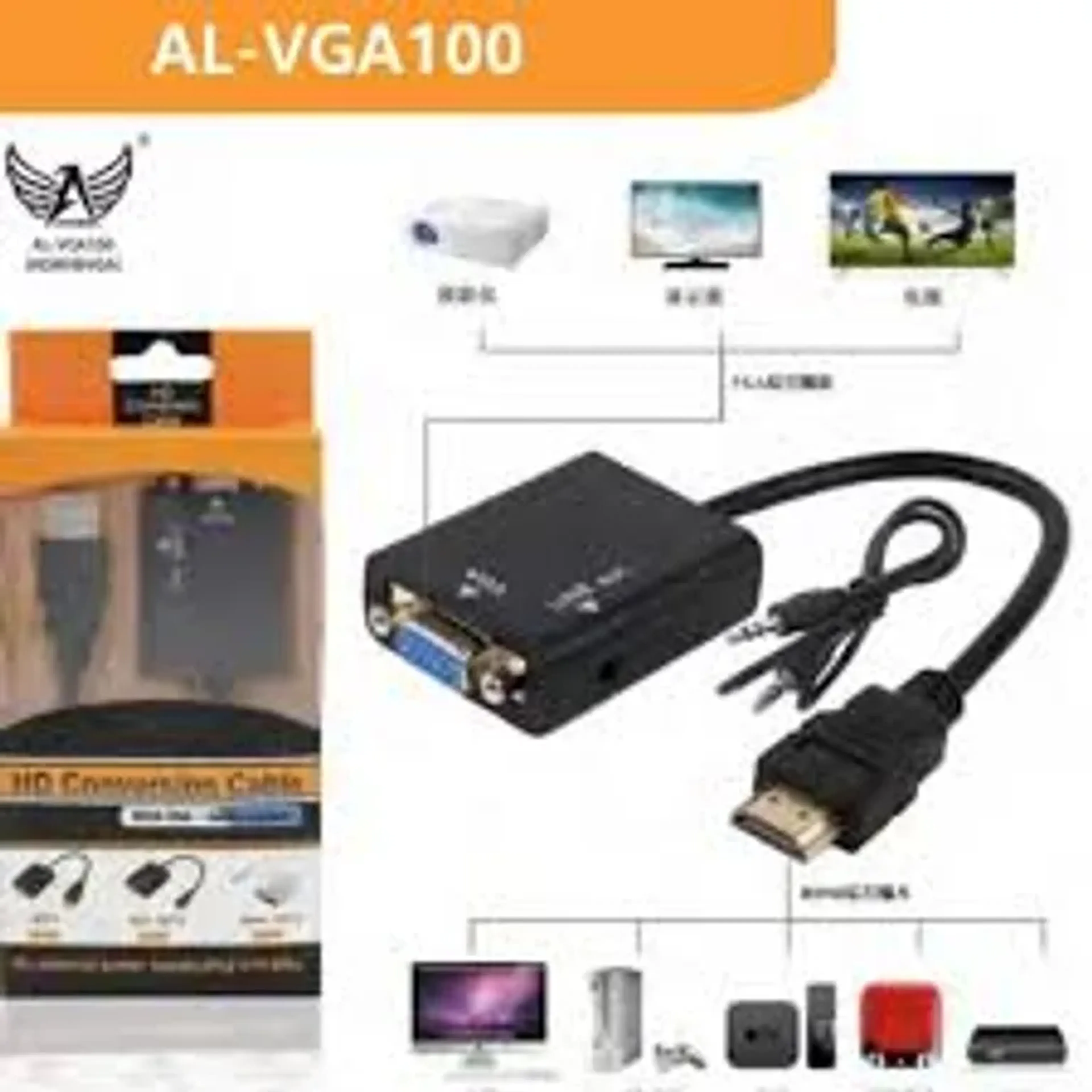 Conversor Hdmi X Vga Hd Conversion Cable Com Áudio Al-vga100 imagem