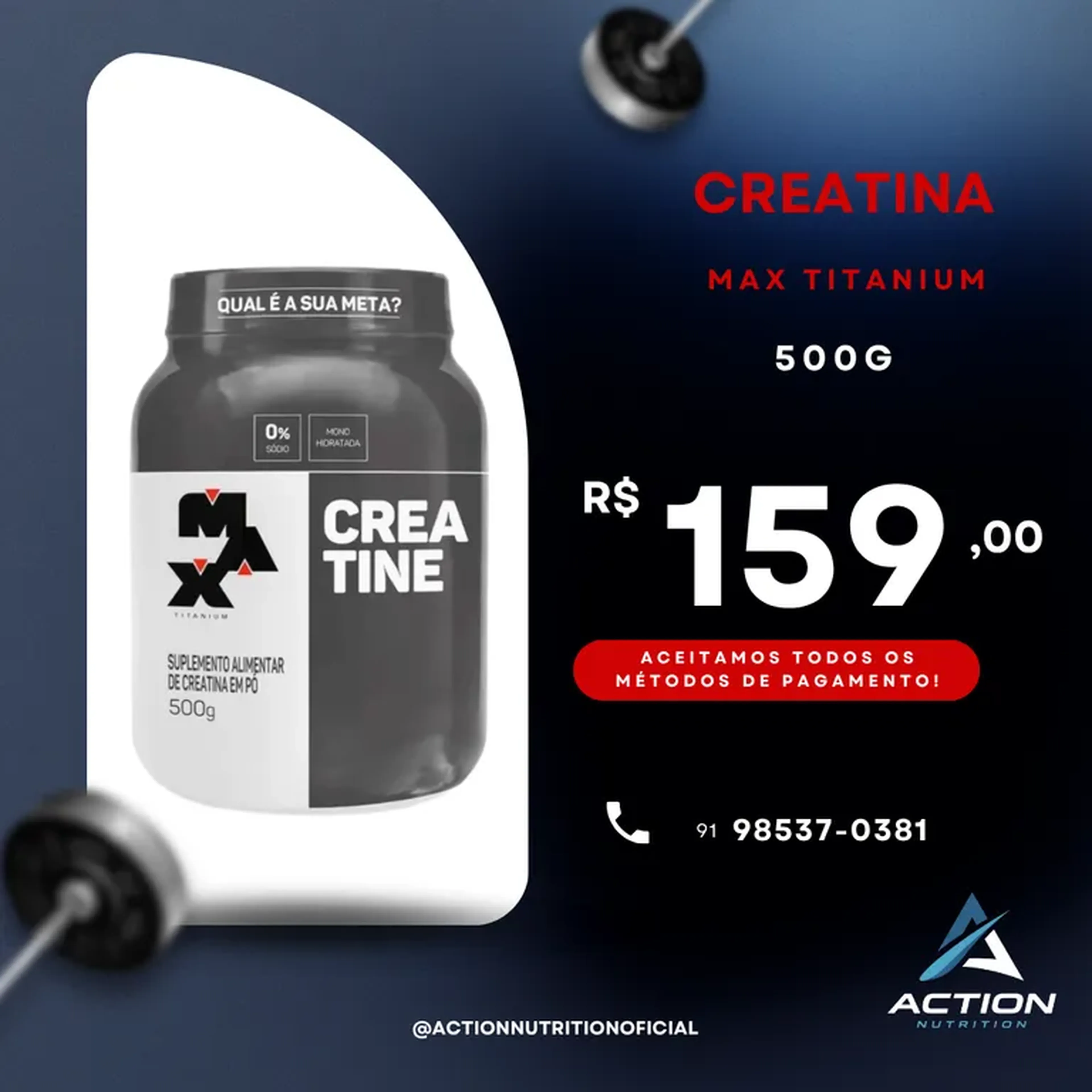 Creatina Max titanium 500g imagem