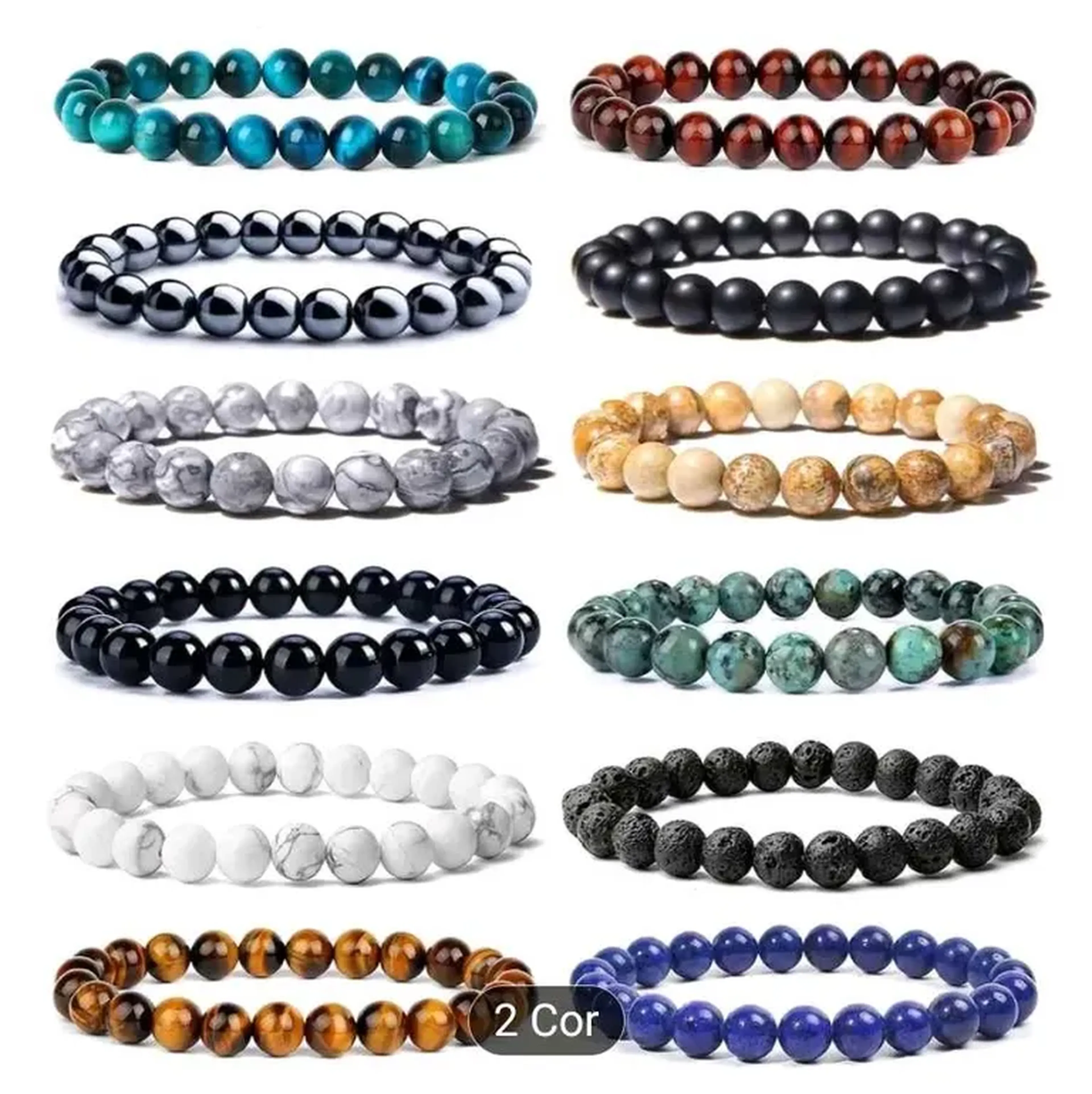 Pulseiras de Pedra Natural - 8mm Semi-Preciosas Esticáveis imagem