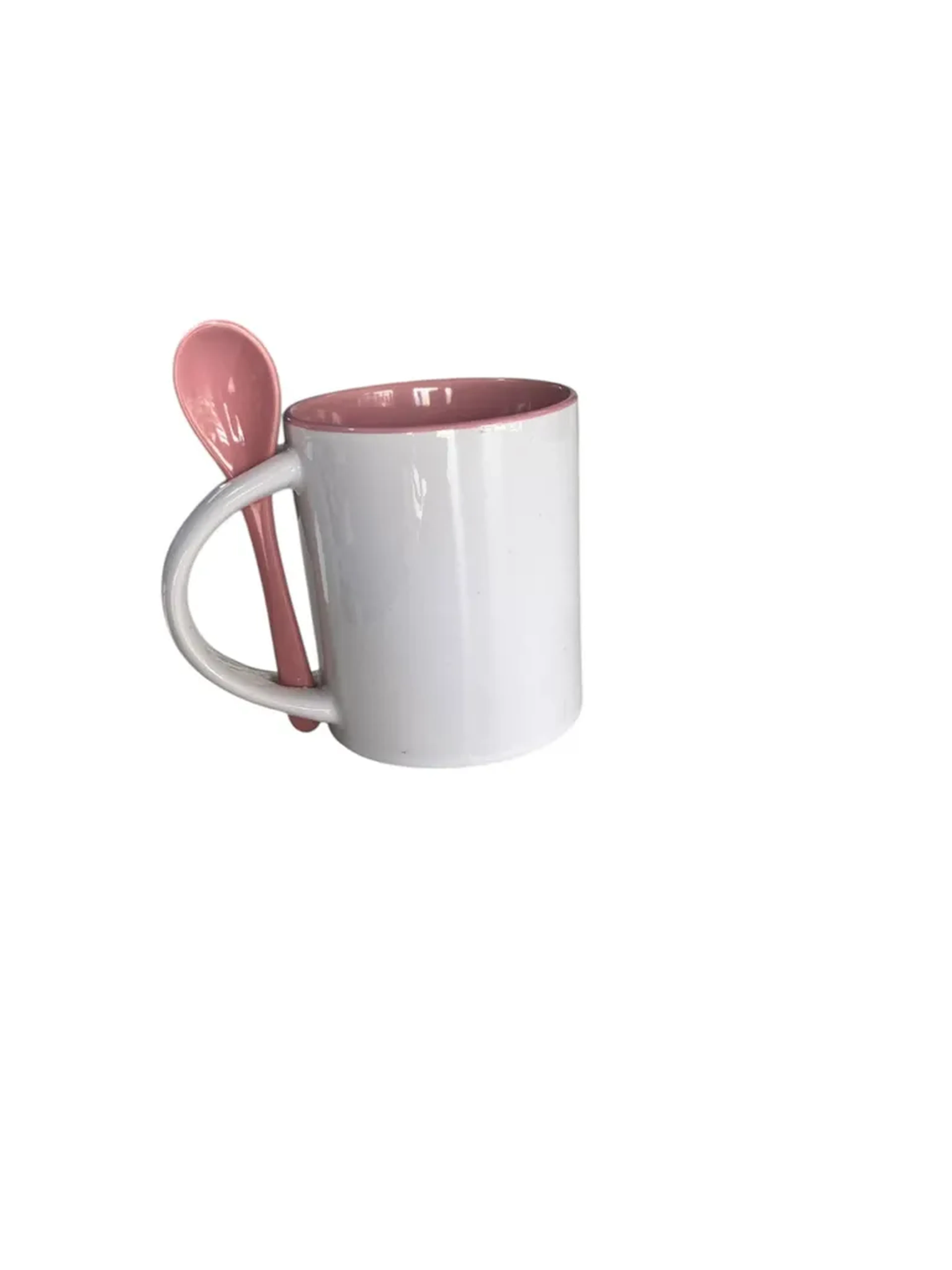 Caneca Personalizada Reta com Colher Rosa imagem
