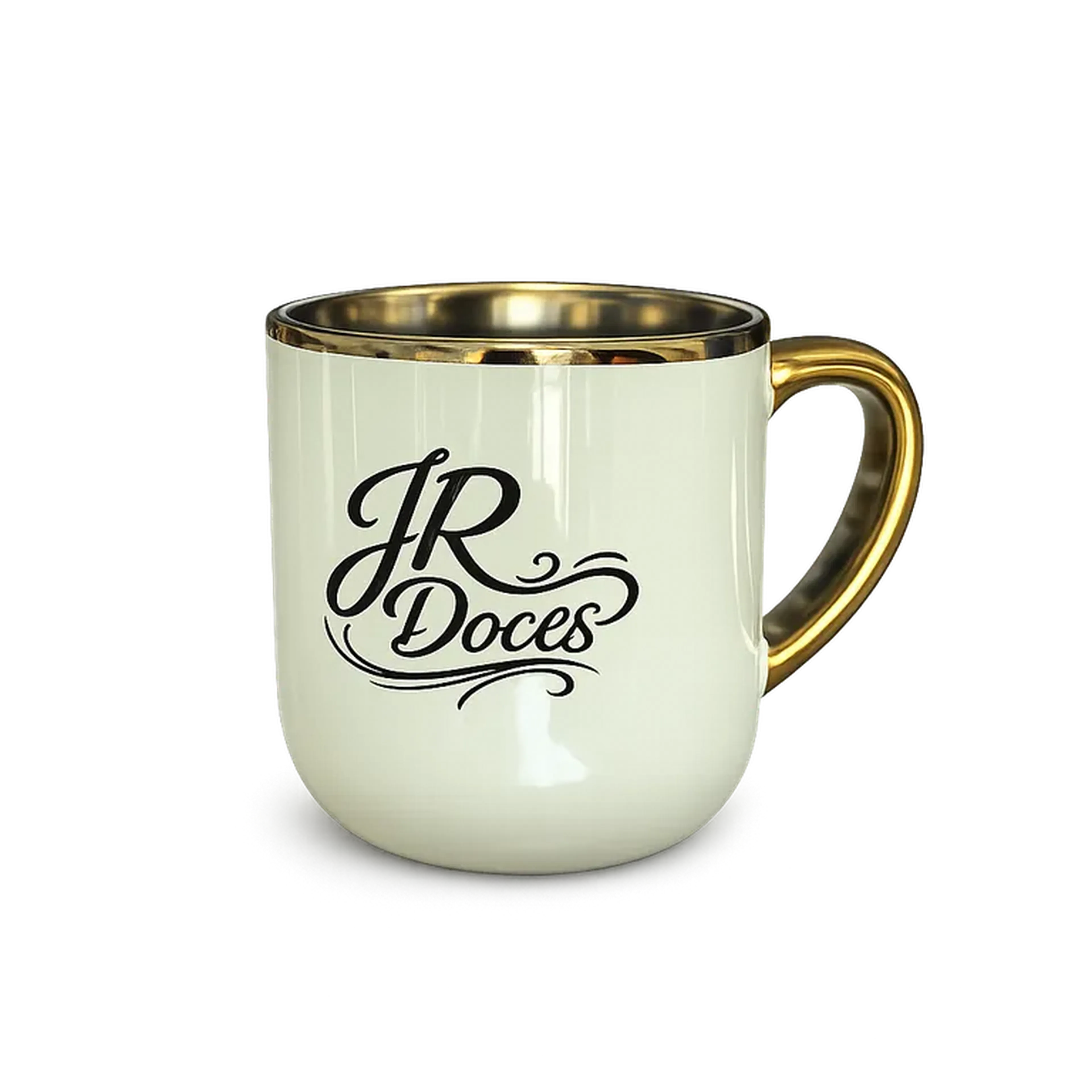 Caneca Imperial Branca borda Dourada 400ml imagem