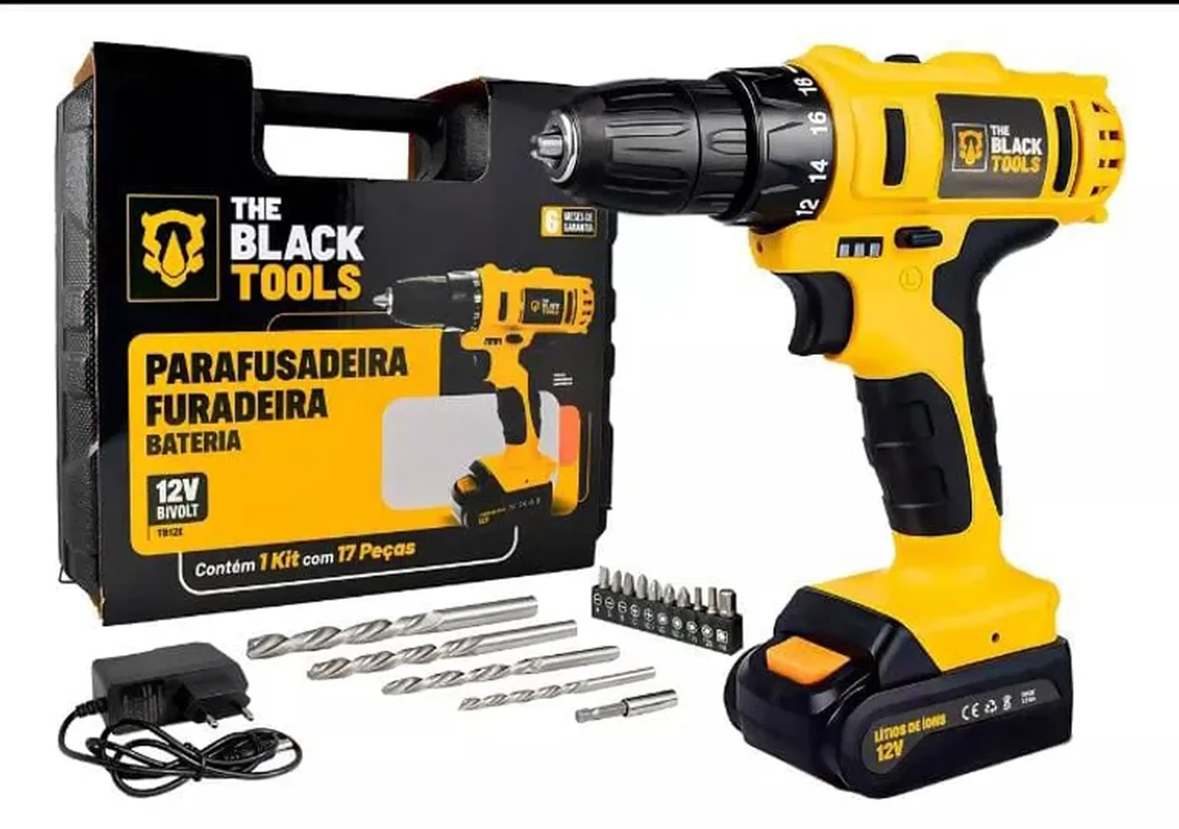Parafusadeira Furadeira Sem Fio Bateria 12v Para Madeira Metal C imagem