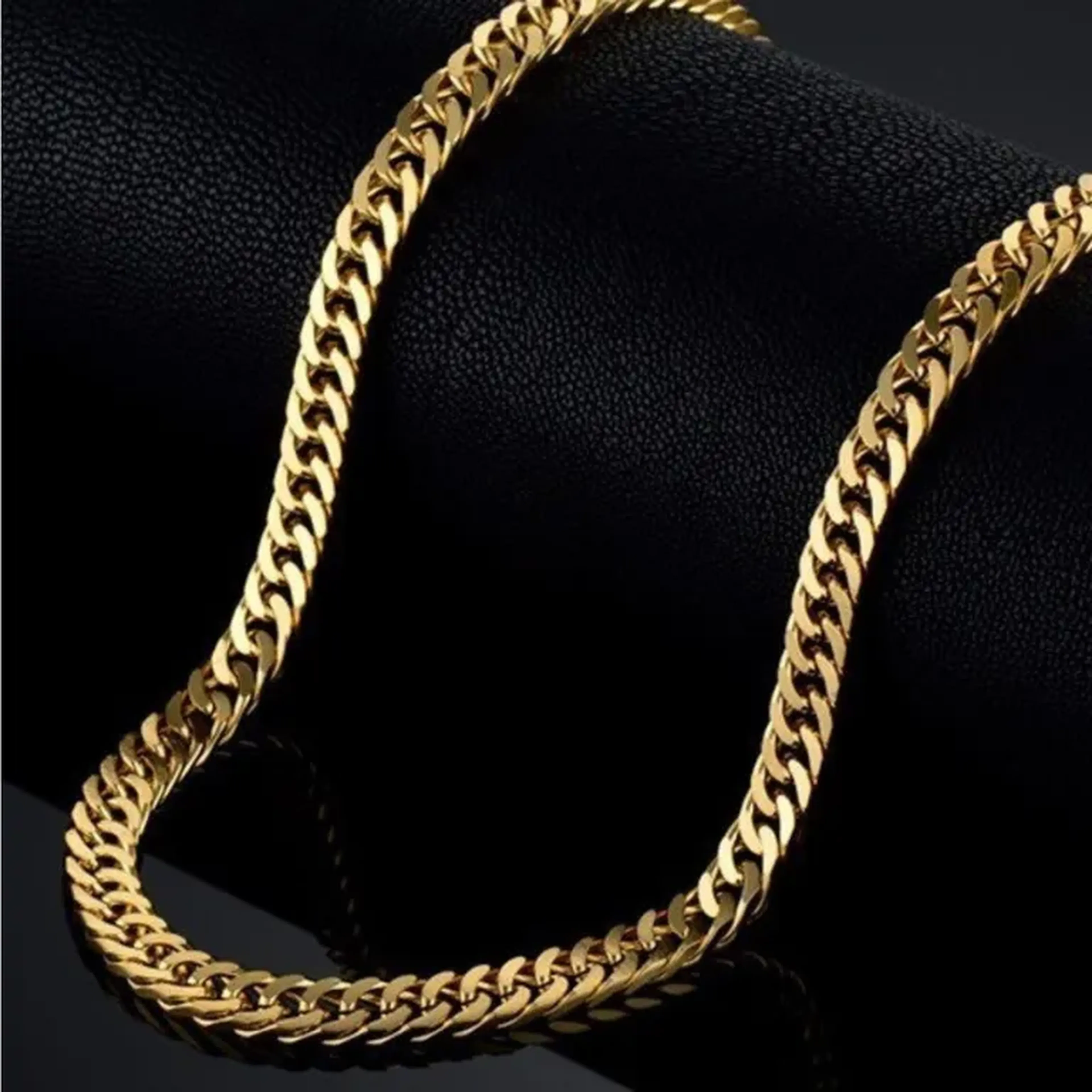 Corrente masculina aço inox banhado elo duplo imagem