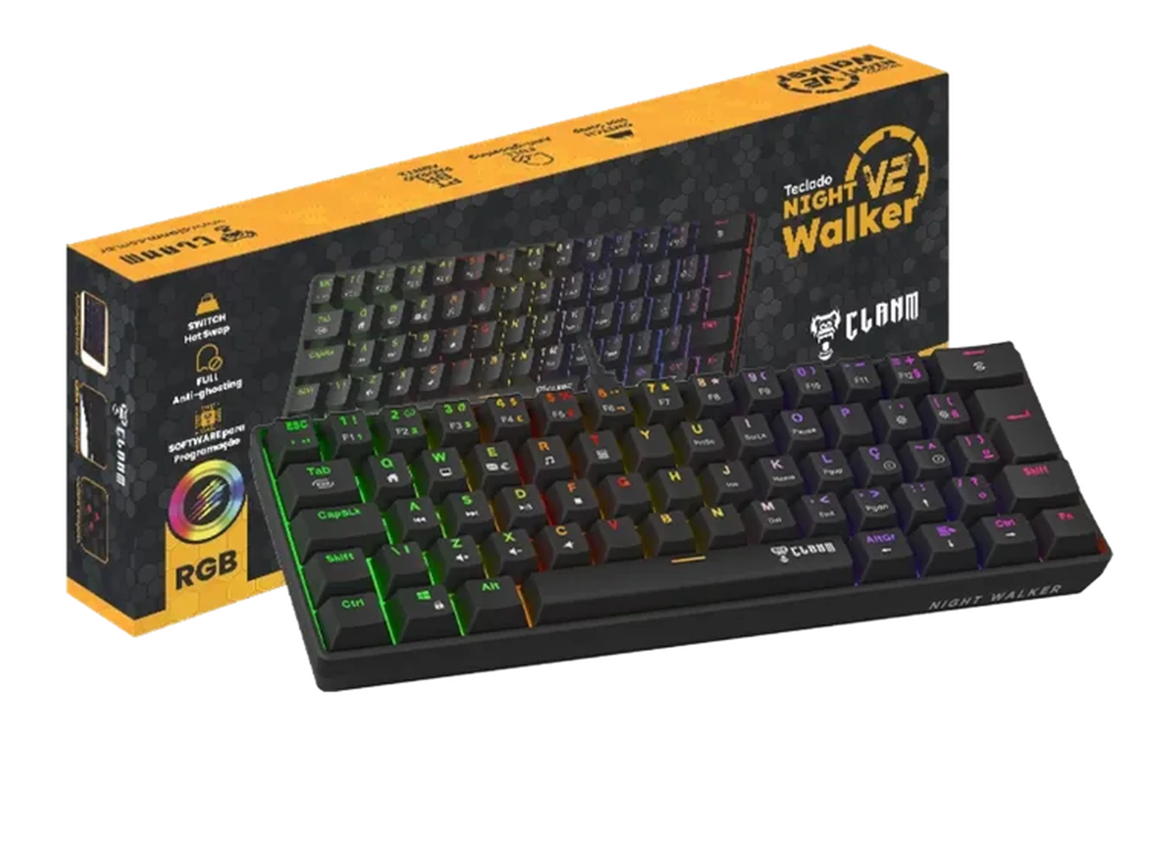 TECLADO GAMER 60% NIGHT WALKER V2 imagem