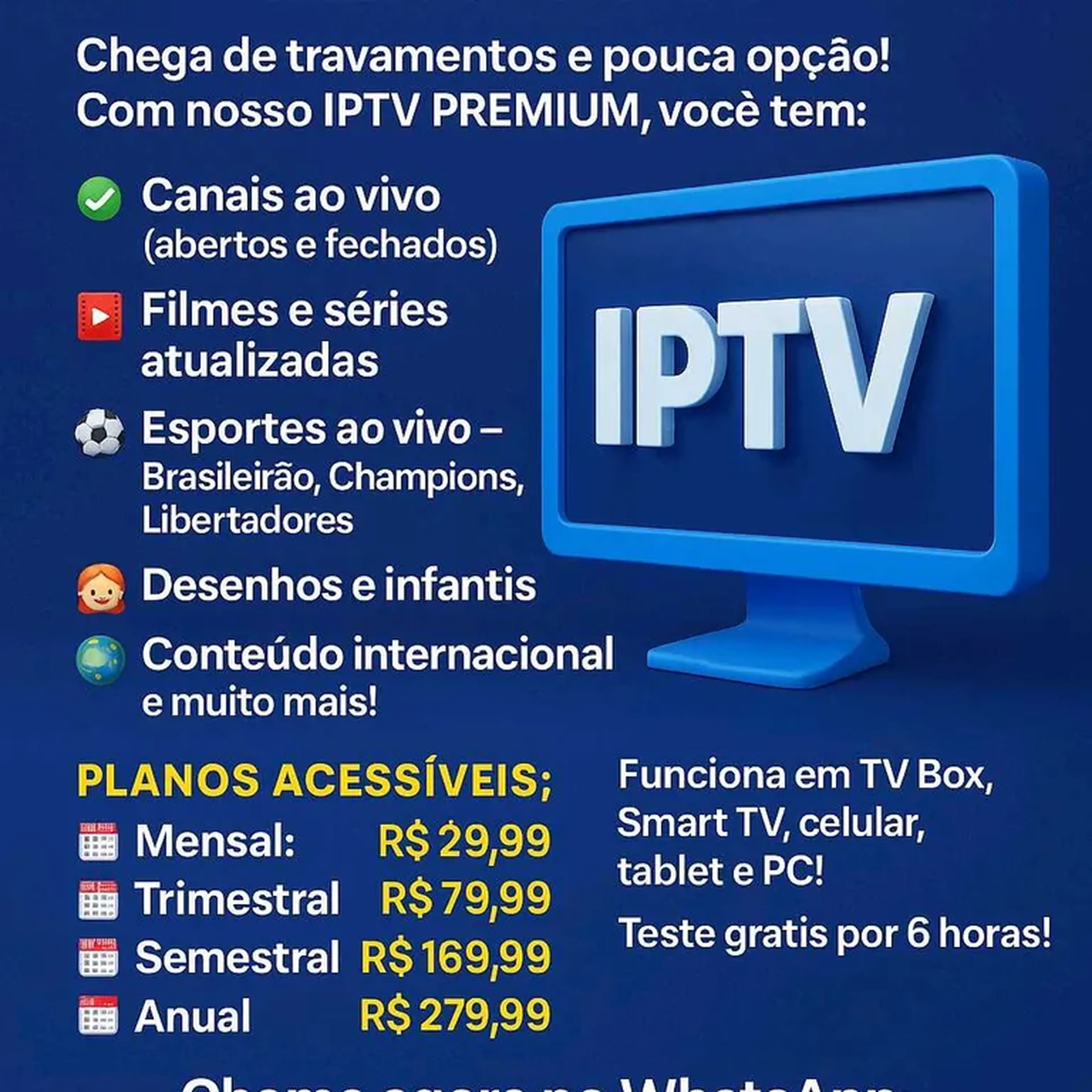 TESTE IPTV 4h grátis imagem