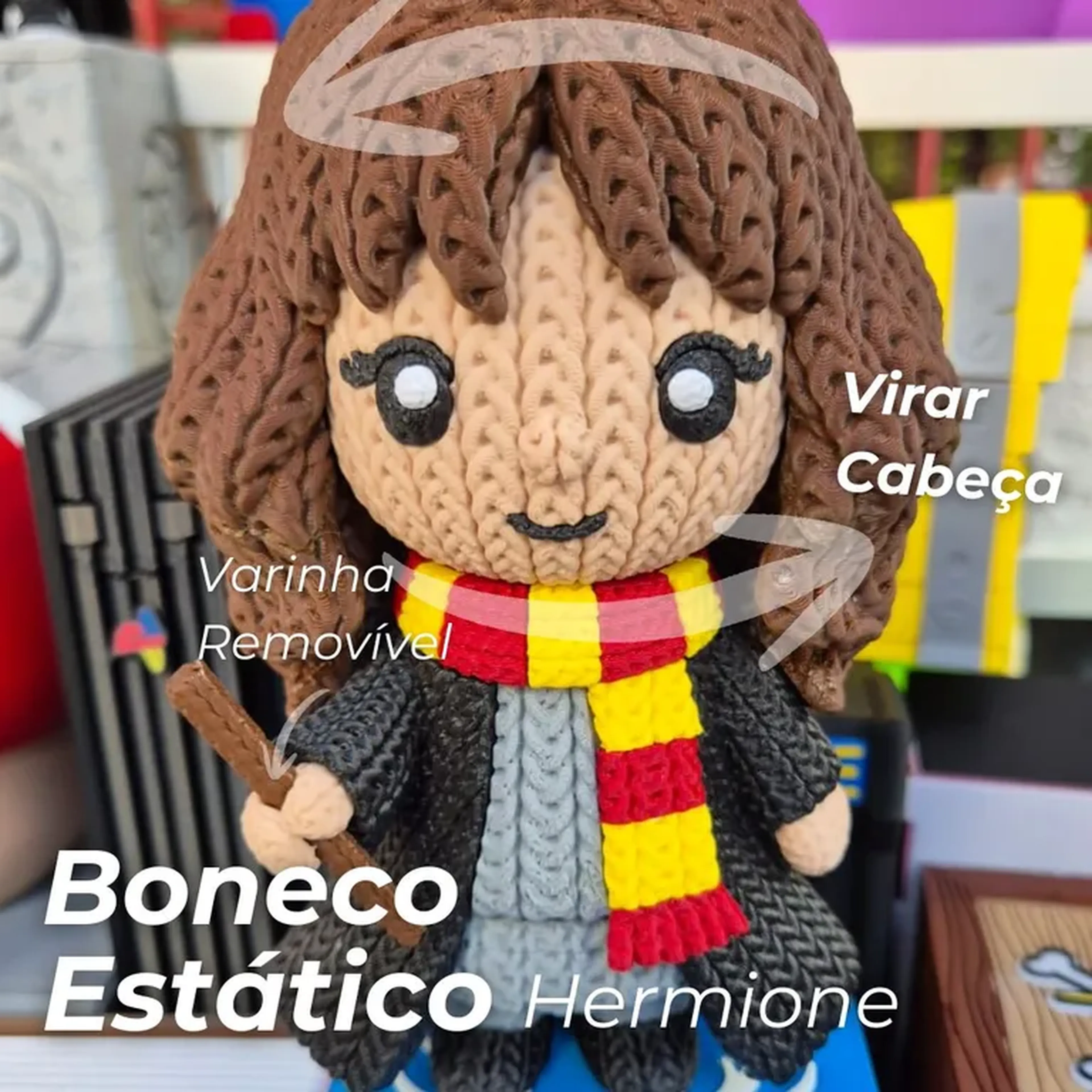 Boneco Estático Hermione Harry Potter Estilo Crochê imagem