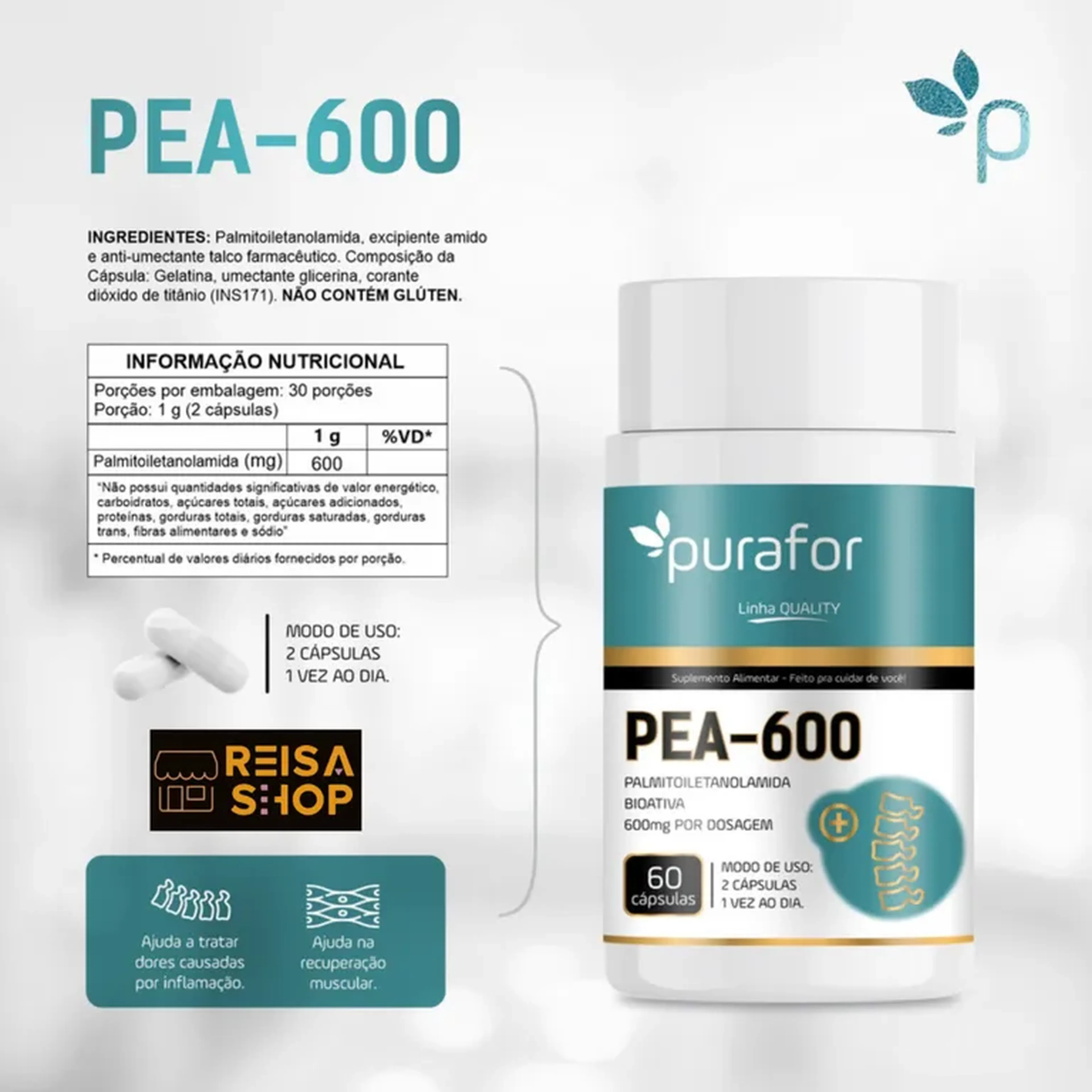PEA-600 (Palmitoiletanolamida) Anti-Inflamatório imagem