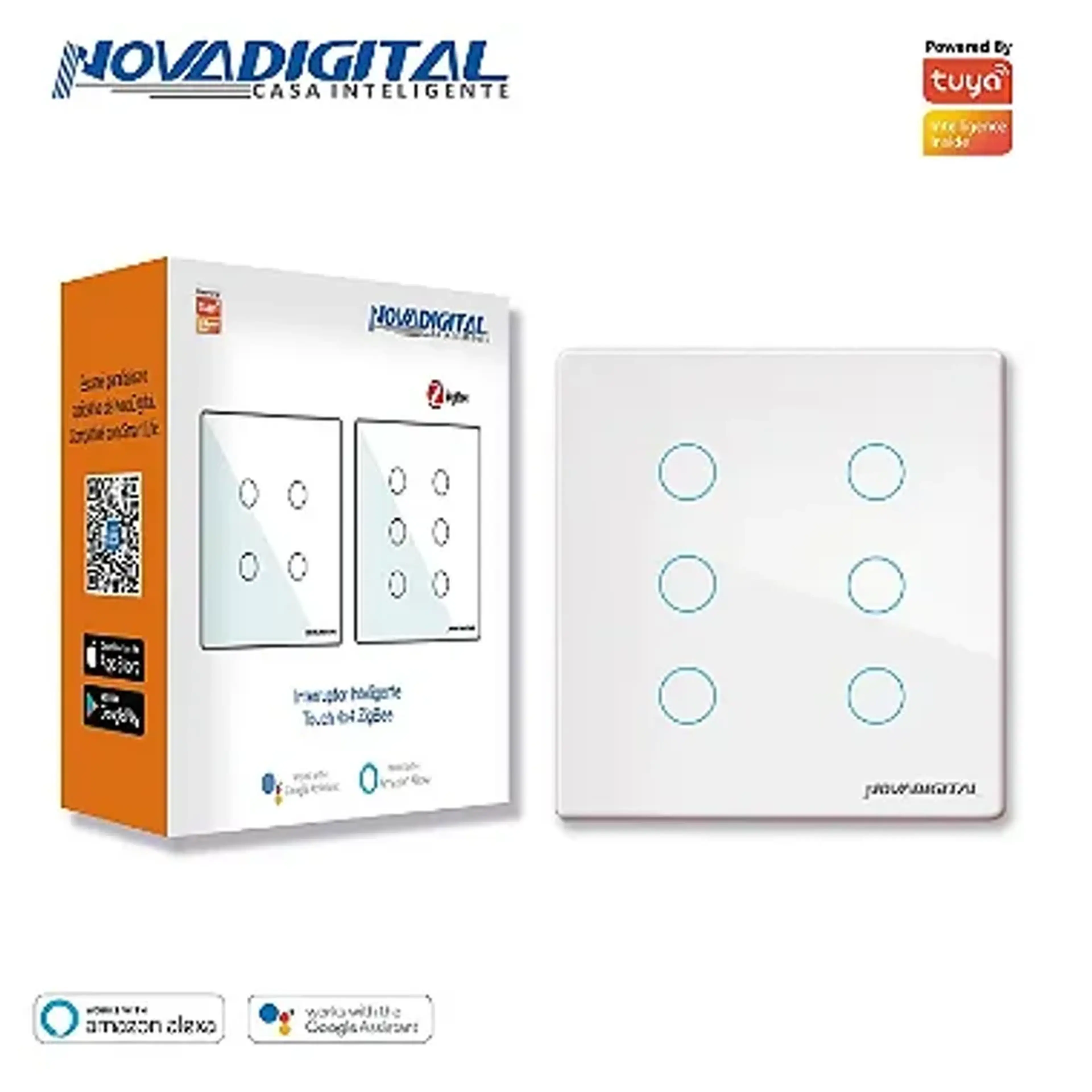 Interruptor Zigbee Touch 6 Teclas Tuya(PretoBranc) imagem