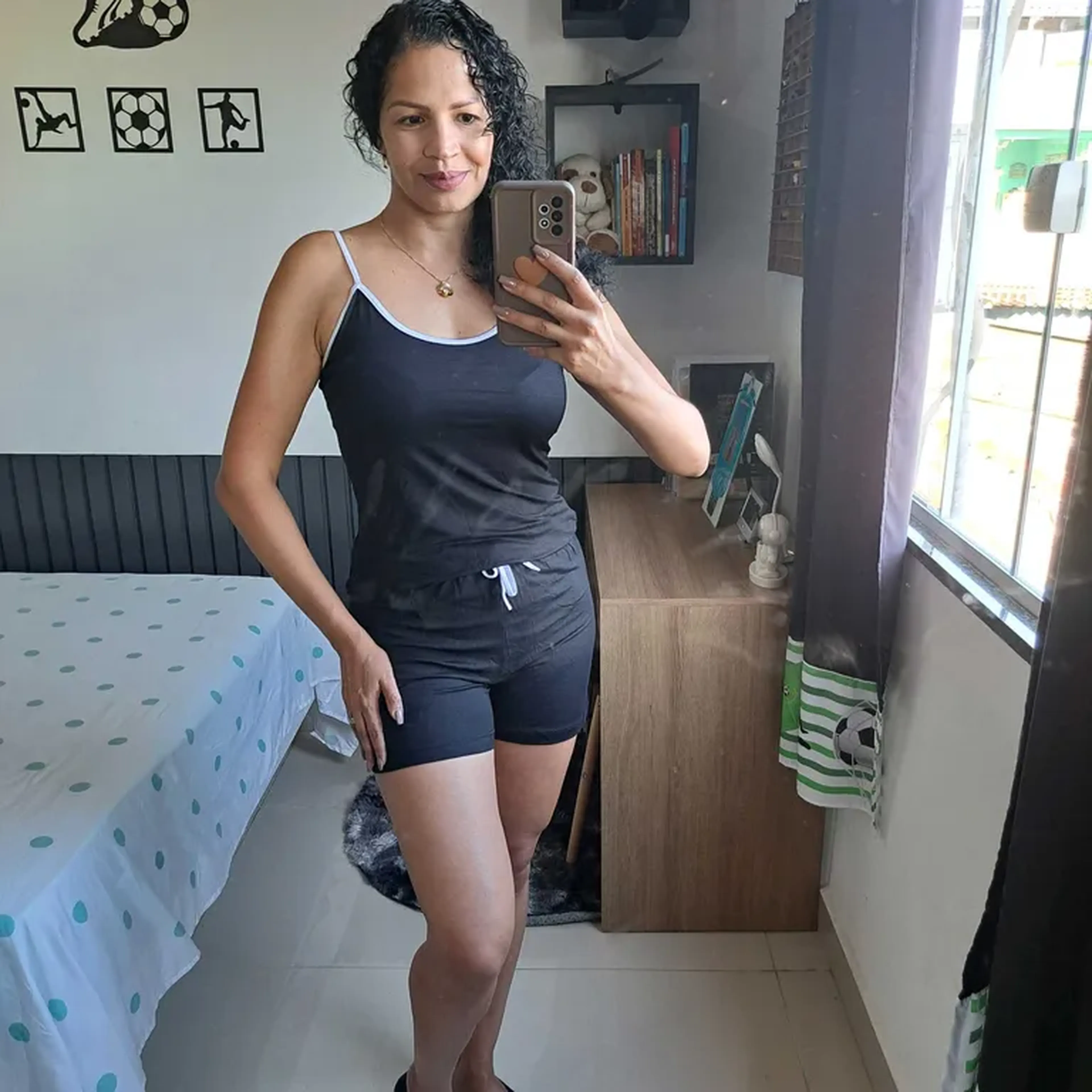 Pijama de Alça com Short - Preto imagem