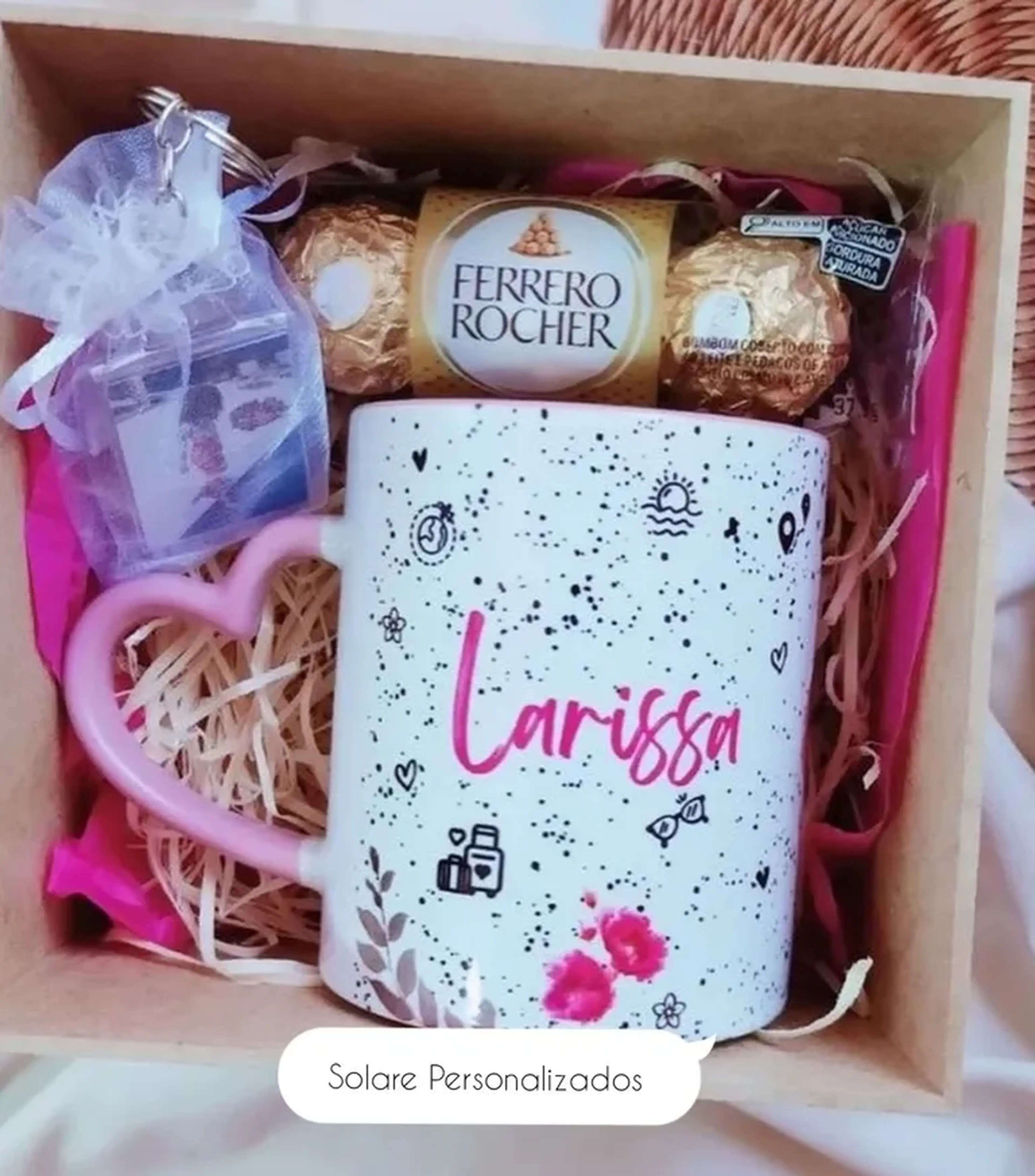 Caneca + Ferrero + Chaveiro Foto + cx MDF imagem
