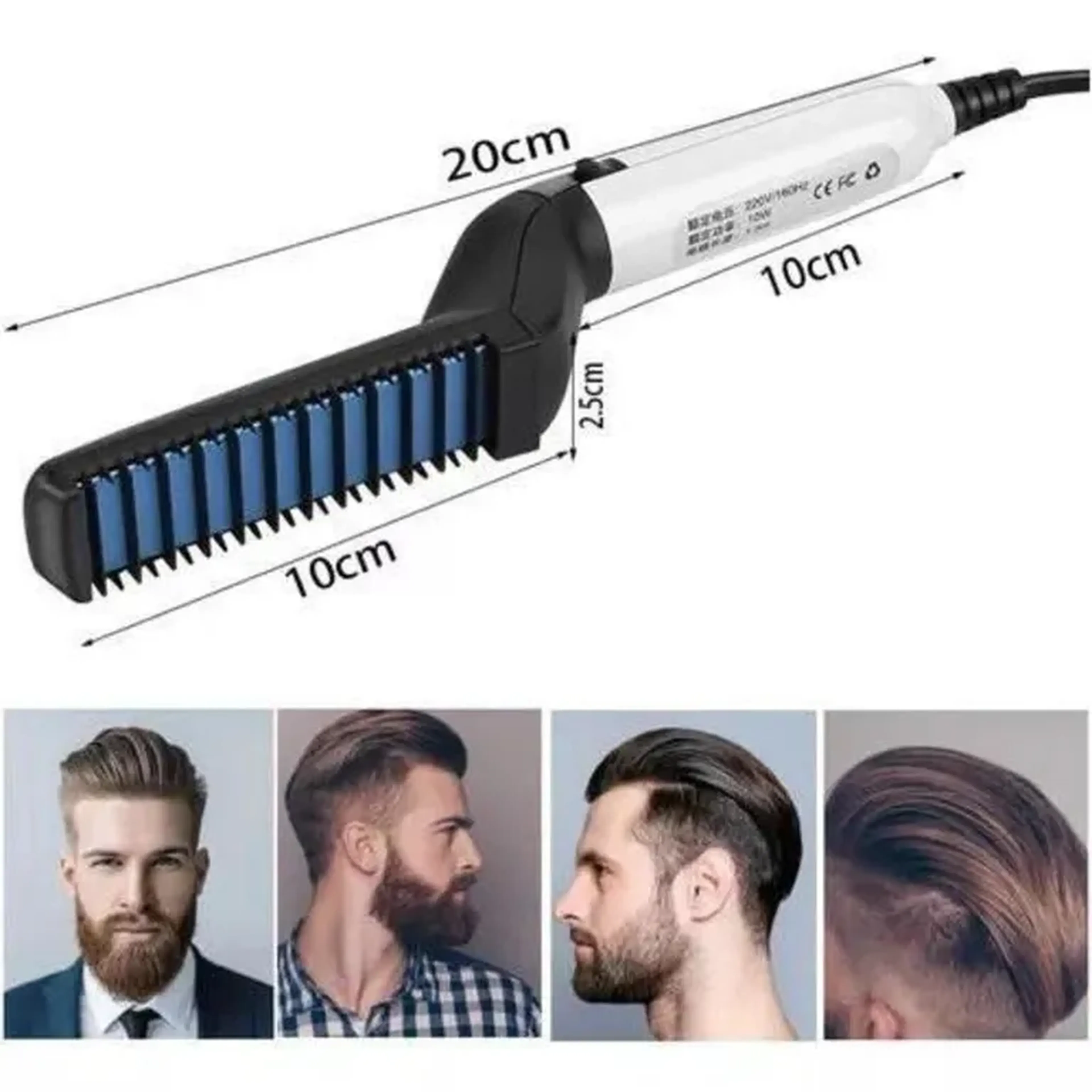 Escova Alisadora Masculina Lukton BL-367 - Barba e Cabelo Bivolt imagem